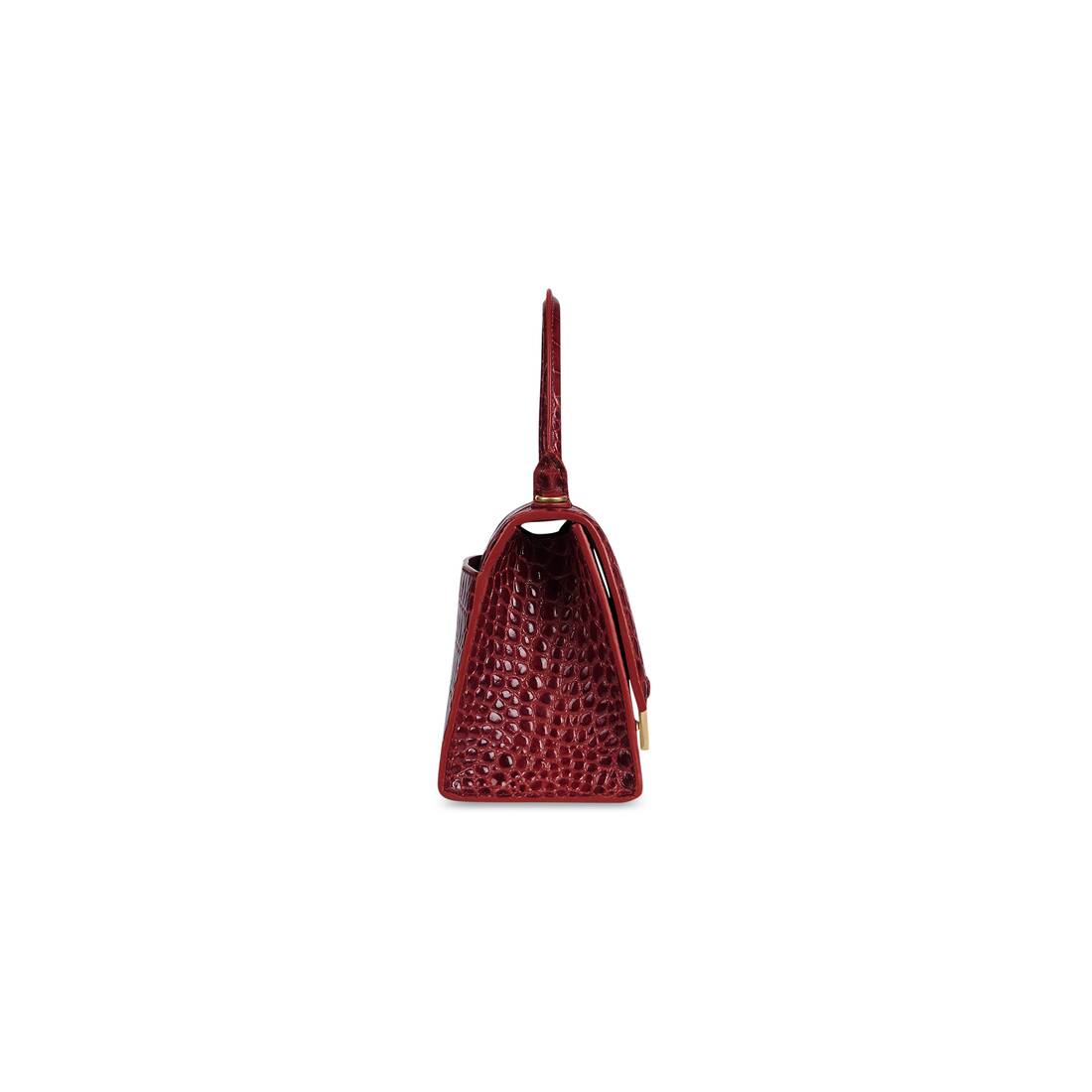 Women's Hourglass Small Handbag Crocodile Embossed in Dark Red ...