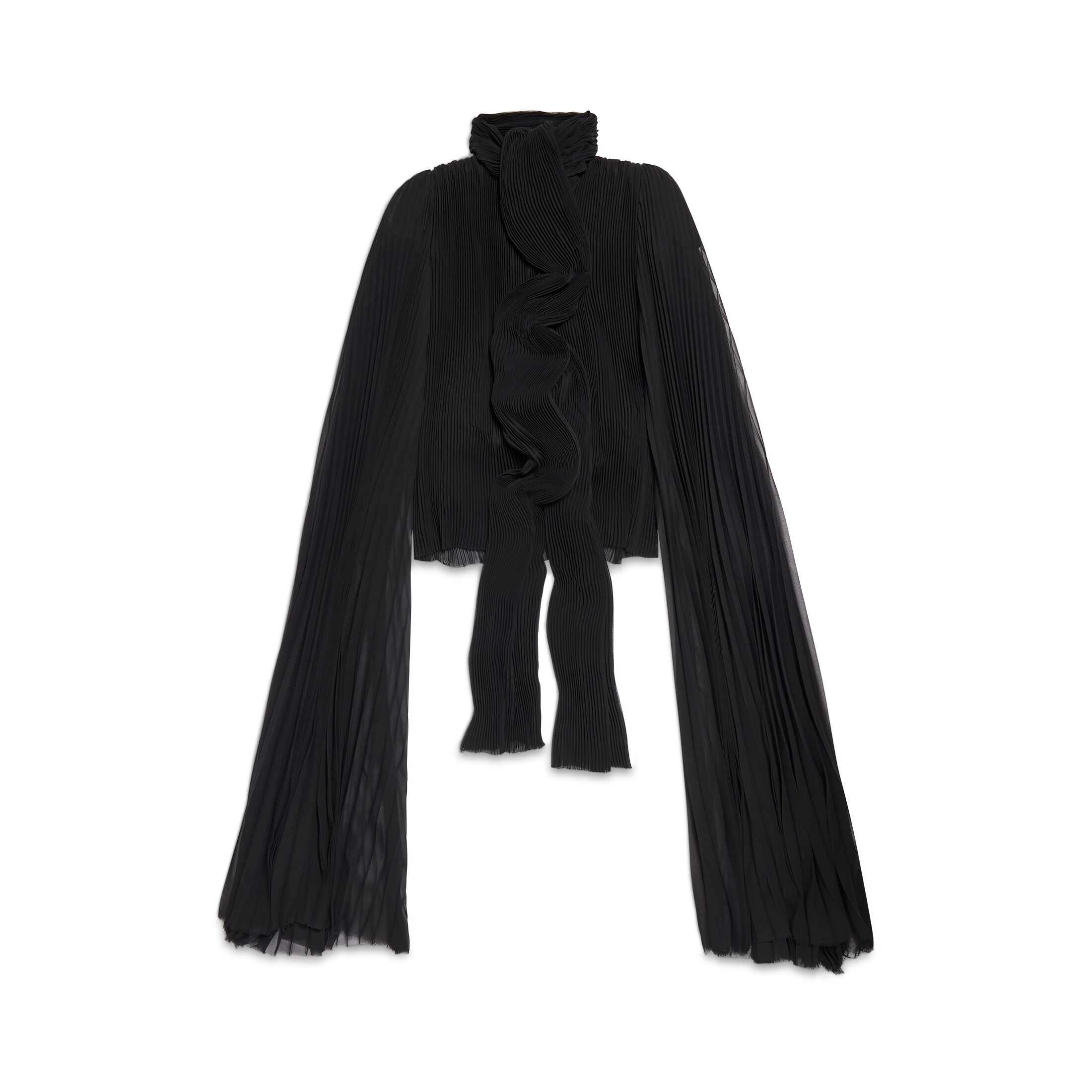 Balenciaga Scarf Pleated Blouse - Black - Women's - 4 - Polyester