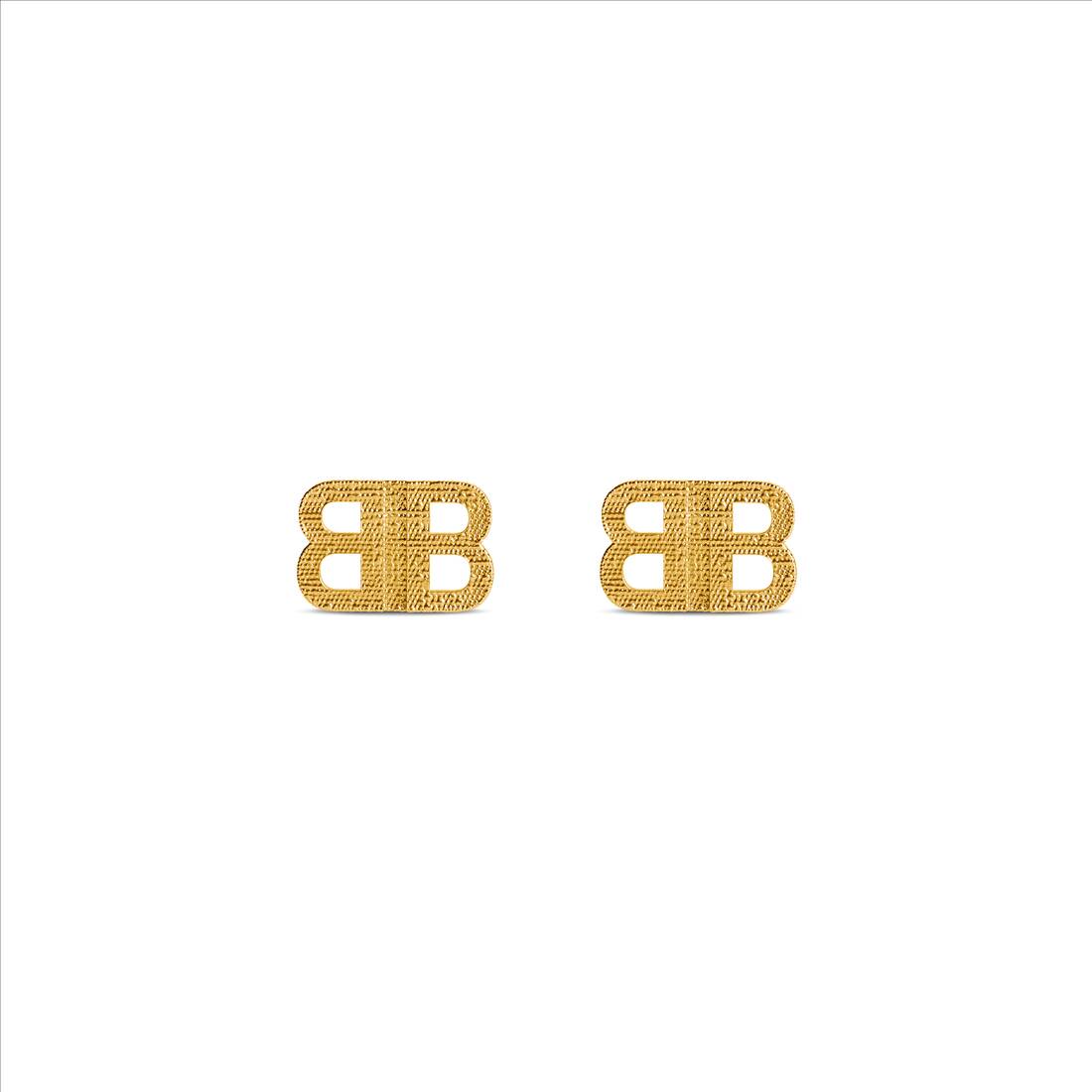 Bb 2.0 Textured Xs Earrings in Gold | Balenciaga US