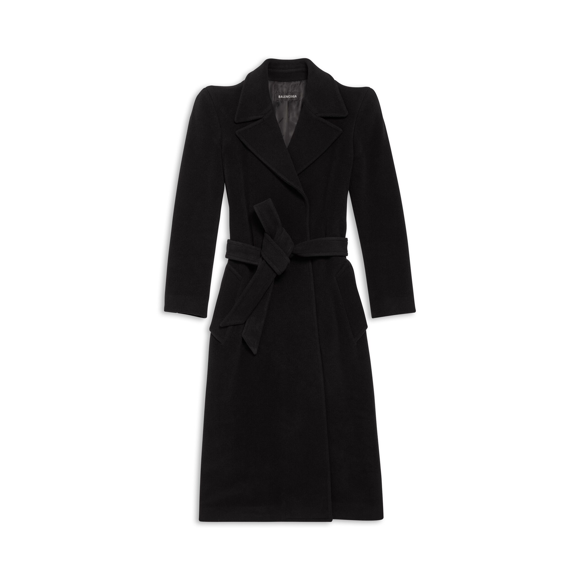 Balenciaga Round Shoulder Fitted Coat - Black - Woman - 42 - Cashmere & Wool