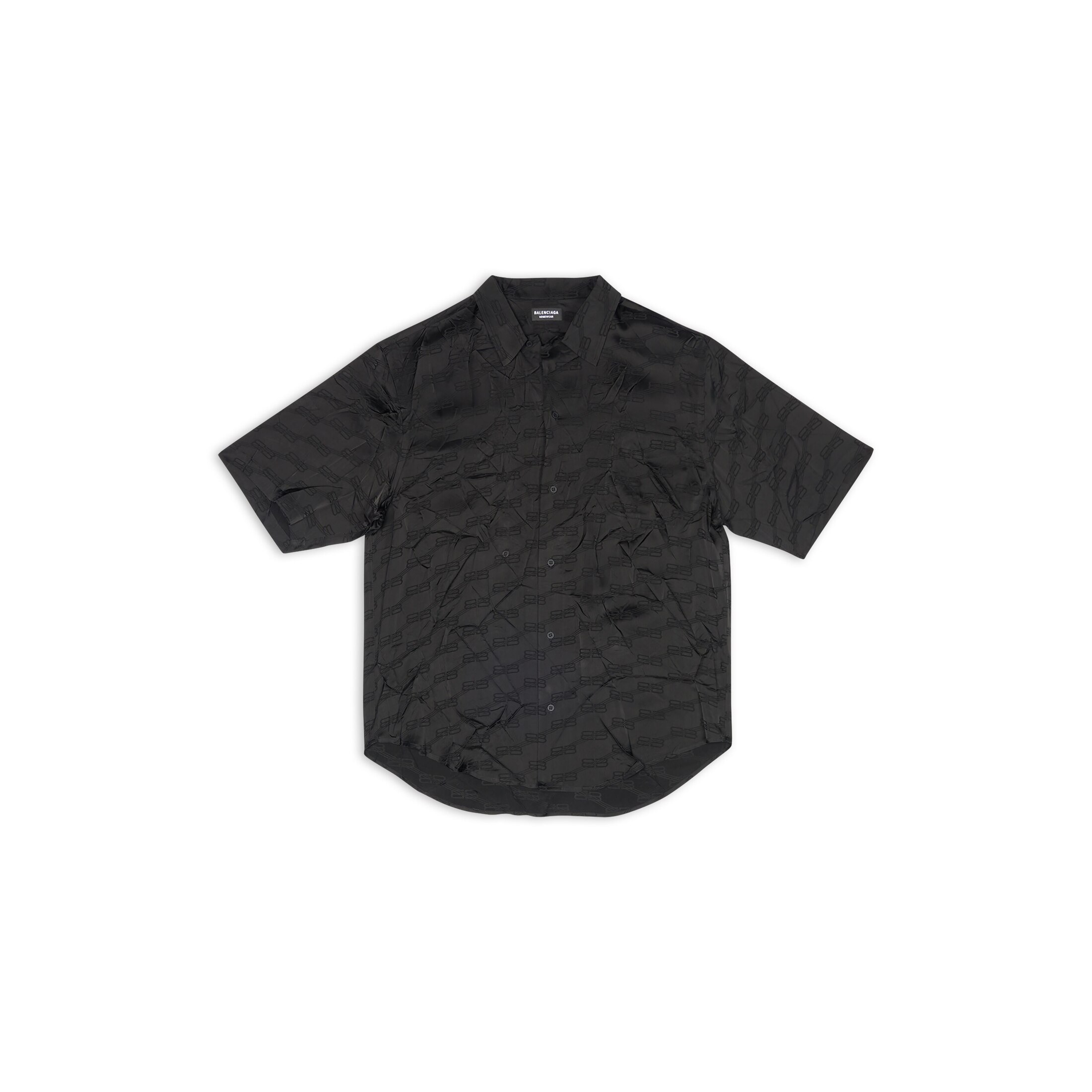 Balenciaga BB Monogram Minimal Short Sleeve Shirt - Black - Man - 46 - Viscose