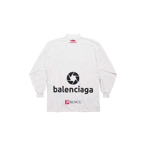 Top League Long Sleeve T-shirt Oversized in White | Balenciaga US