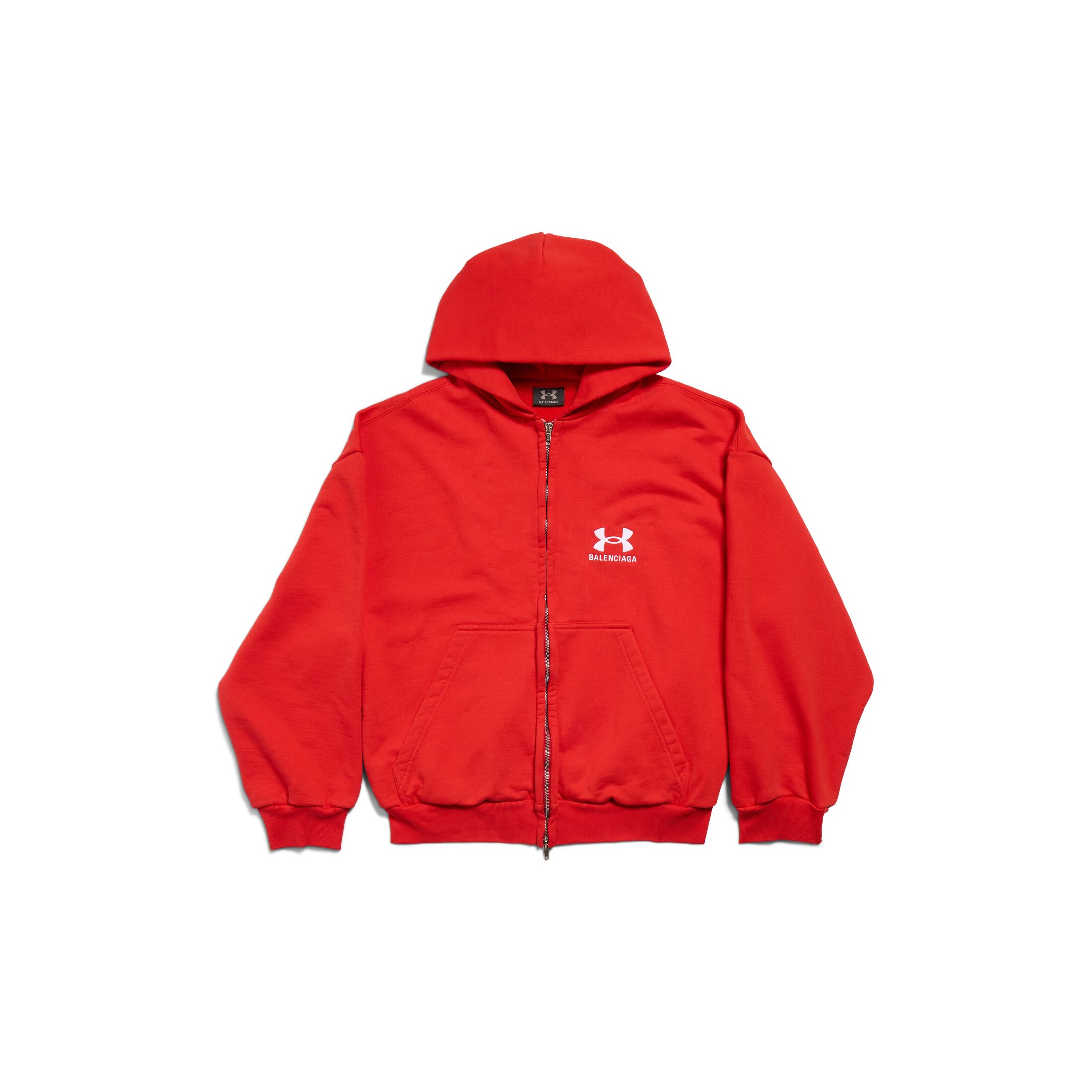 Balenciaga Hoodie Zippé Under Armour Fit Regular - Rouge - Unisexe - XXS - Matière Principale : 100 % Coton - Broderie : 100 % Polyester