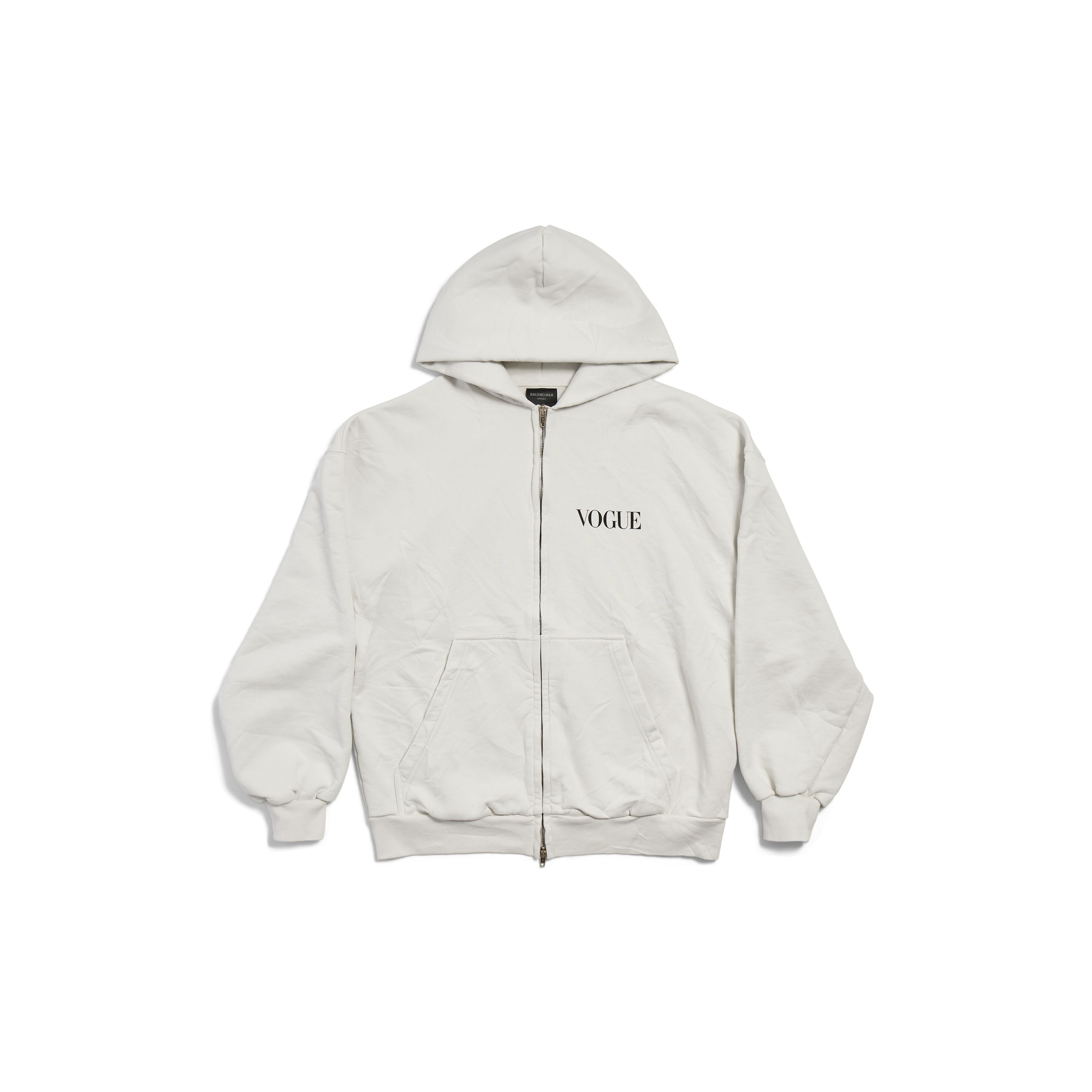 Balenciaga | Vogue Zip-Up Hoodie Regular Fit - White - Unisex - M - Cotton