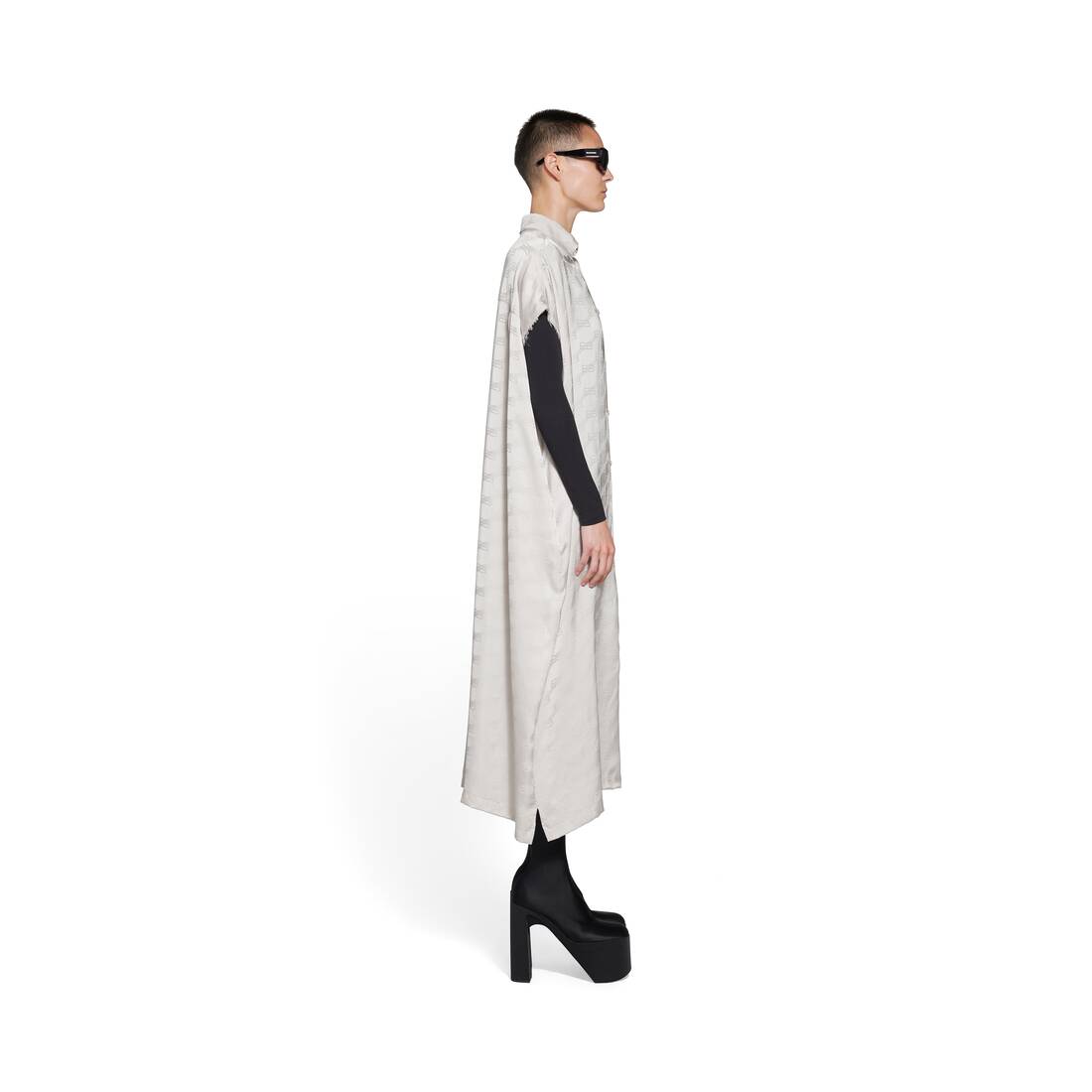 Women's Bb Monogram Rawcut Dress in Light Grey