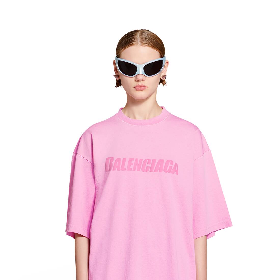 Tshirt Balenciaga Back Fit Medium pour Femme en Rose Fluo  Balenciaga BE