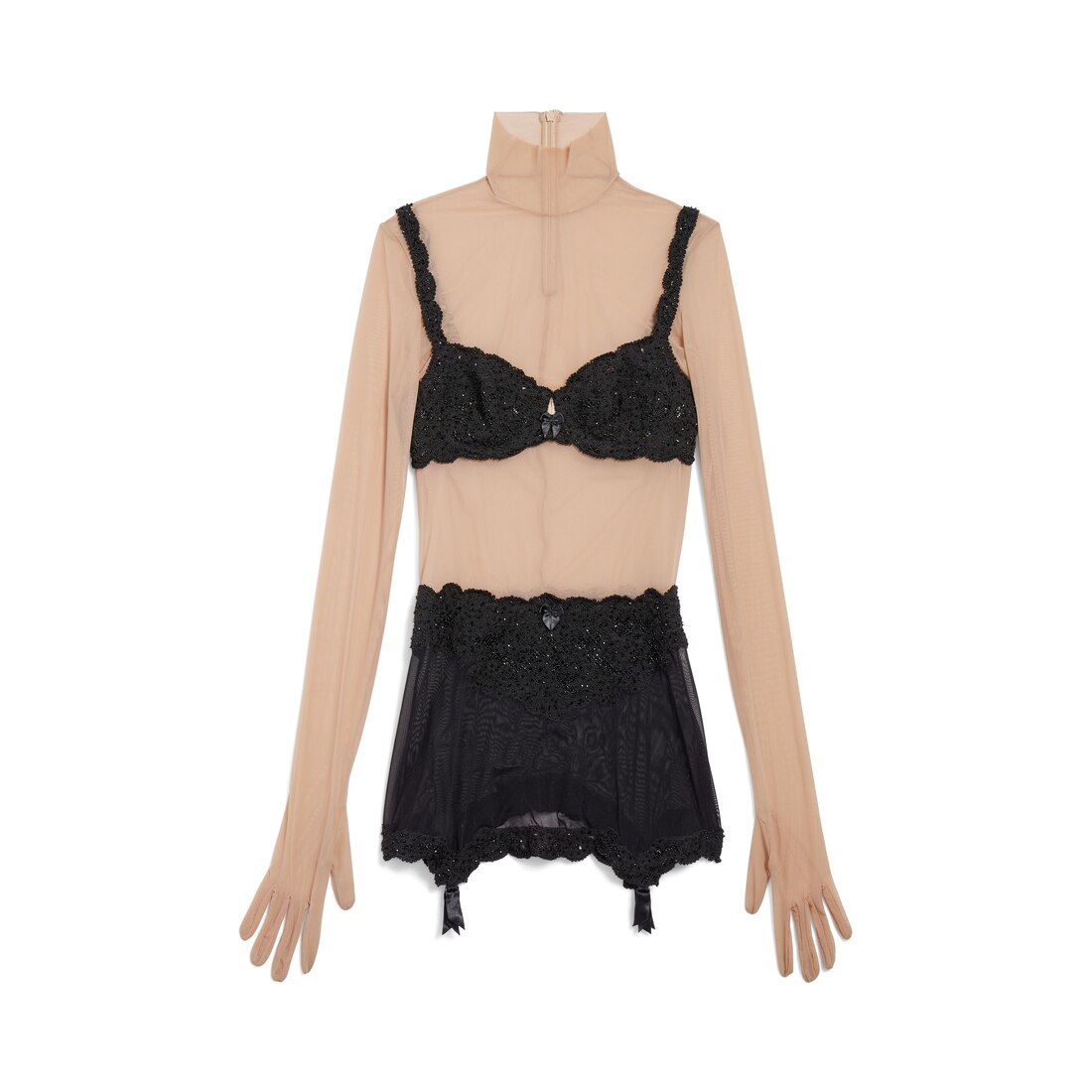 Trompe l'œil suspender belt dress