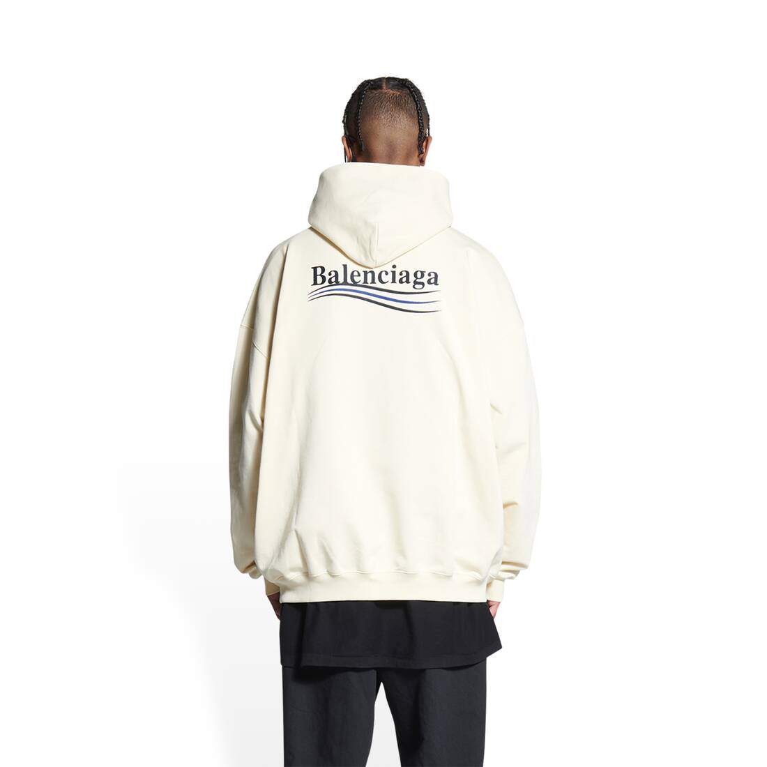 Men's Political Campaign Hoodie Large Fit in Blue | Balenciaga US