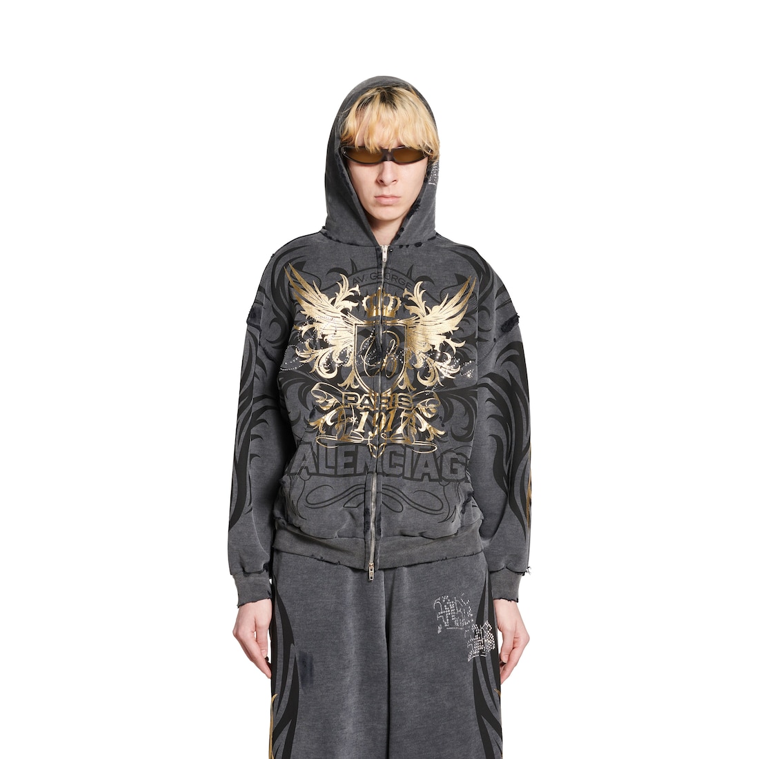 Balenciaga hoodie mens gold on sale