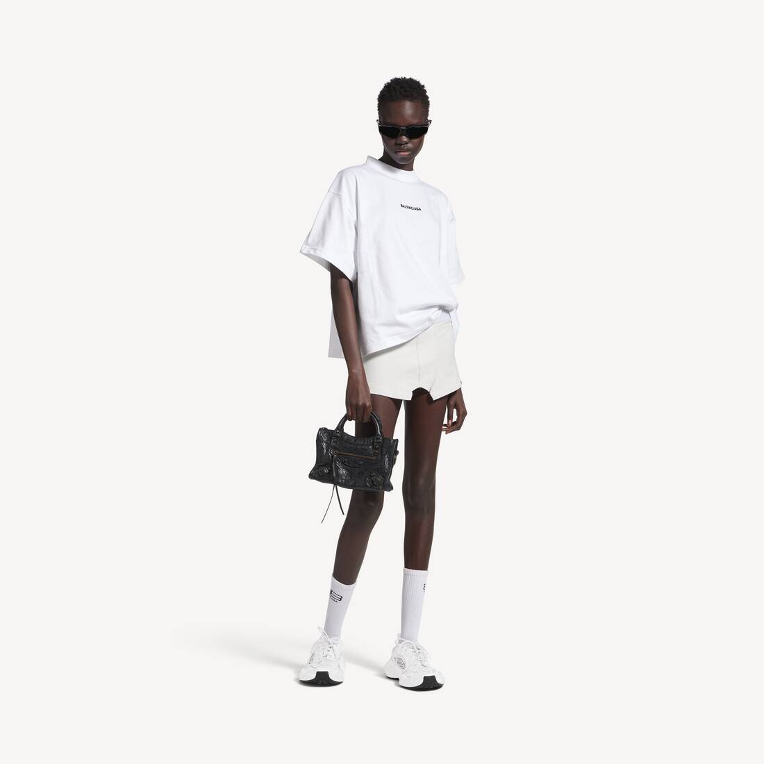 Women's Balenciaga Back Cropped T-shirt in White/black