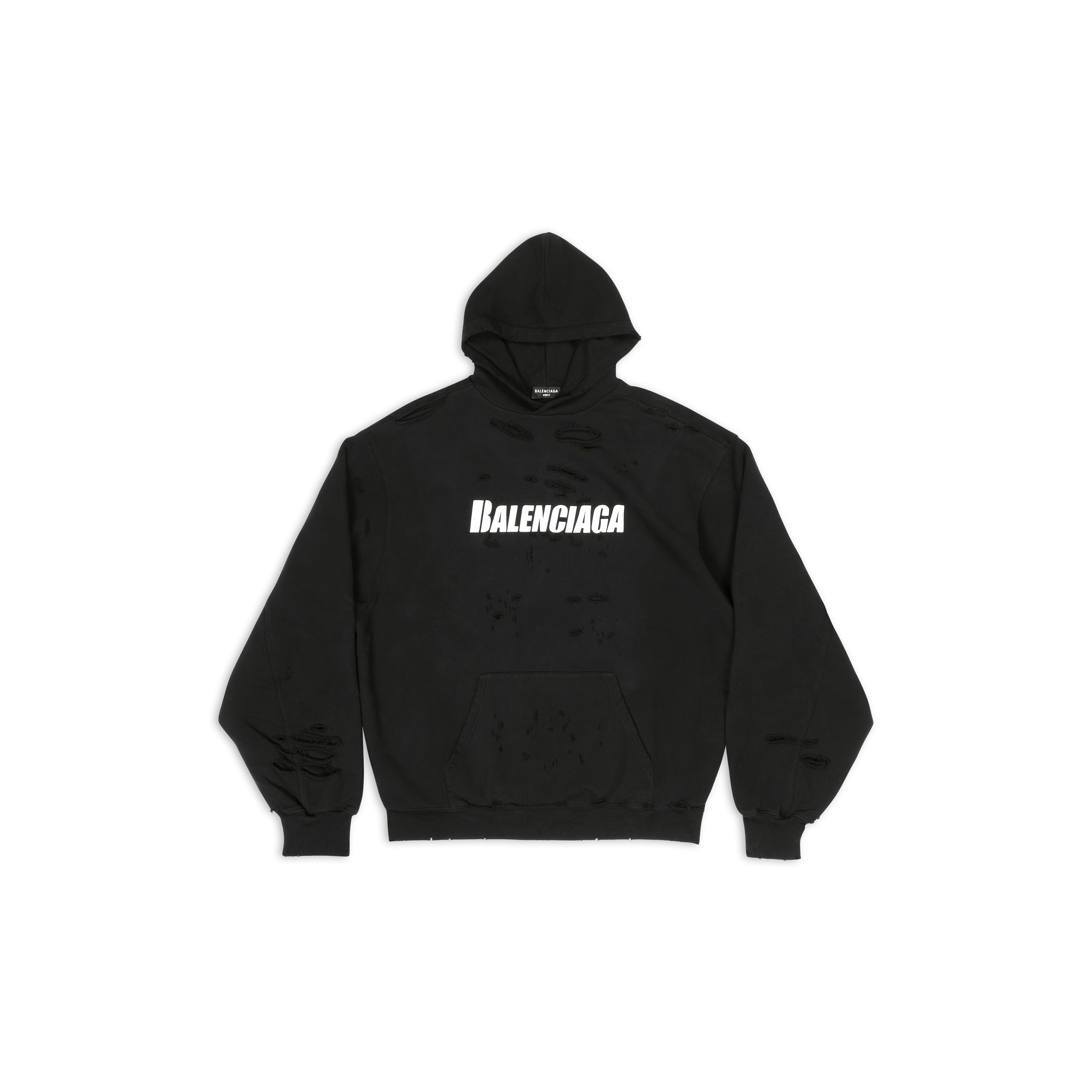 Caps Destroyed Hoodie in Black | Balenciaga CA