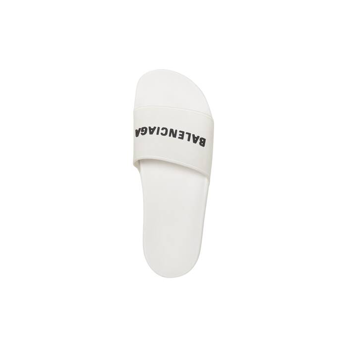 Women's Pool Slide Sandal in White Black Balenciaga GB