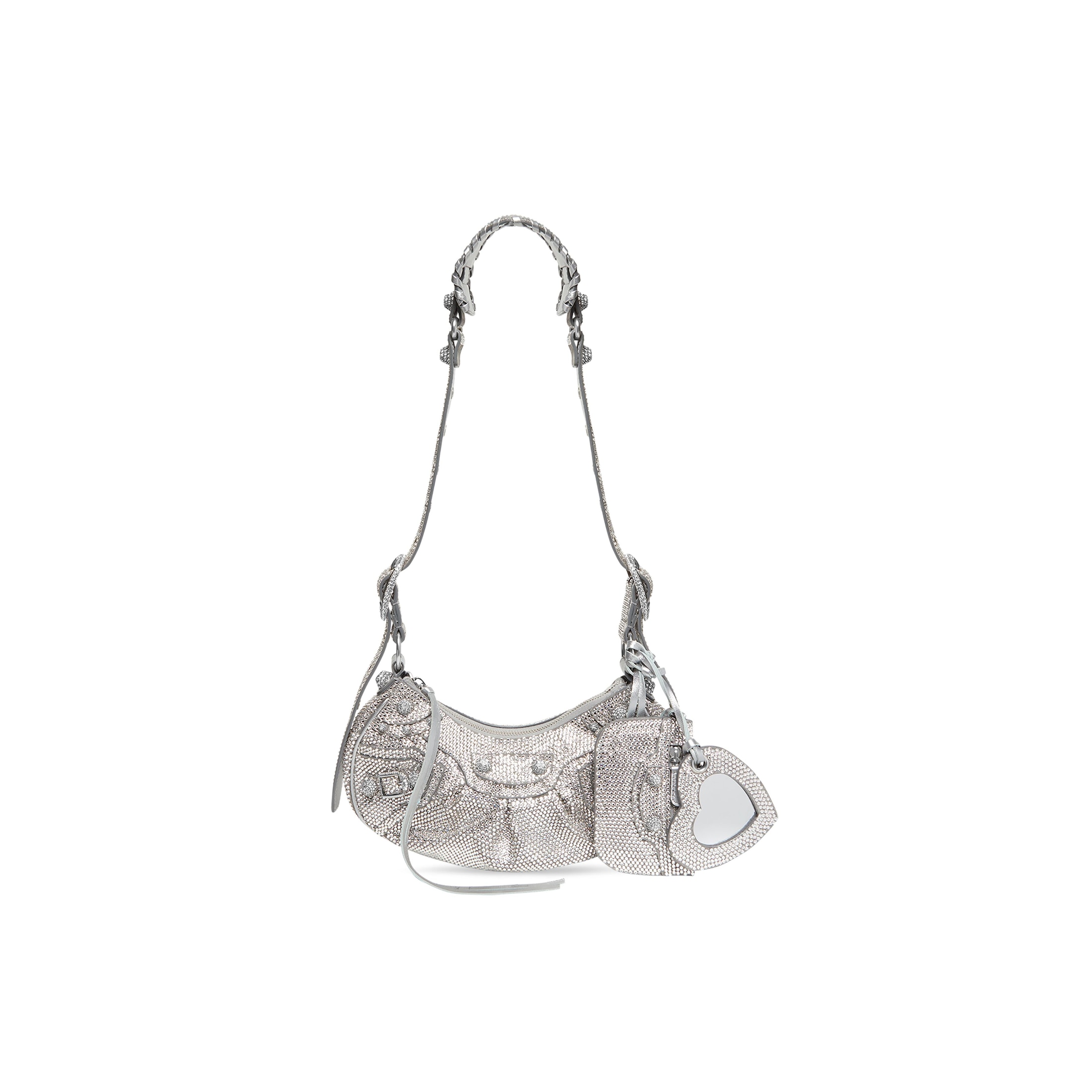 Balenciaga Le Cagole XS Shoulder Bag With Rhinestones - Grey & Silver - Woman - Calfskin, Lambskin