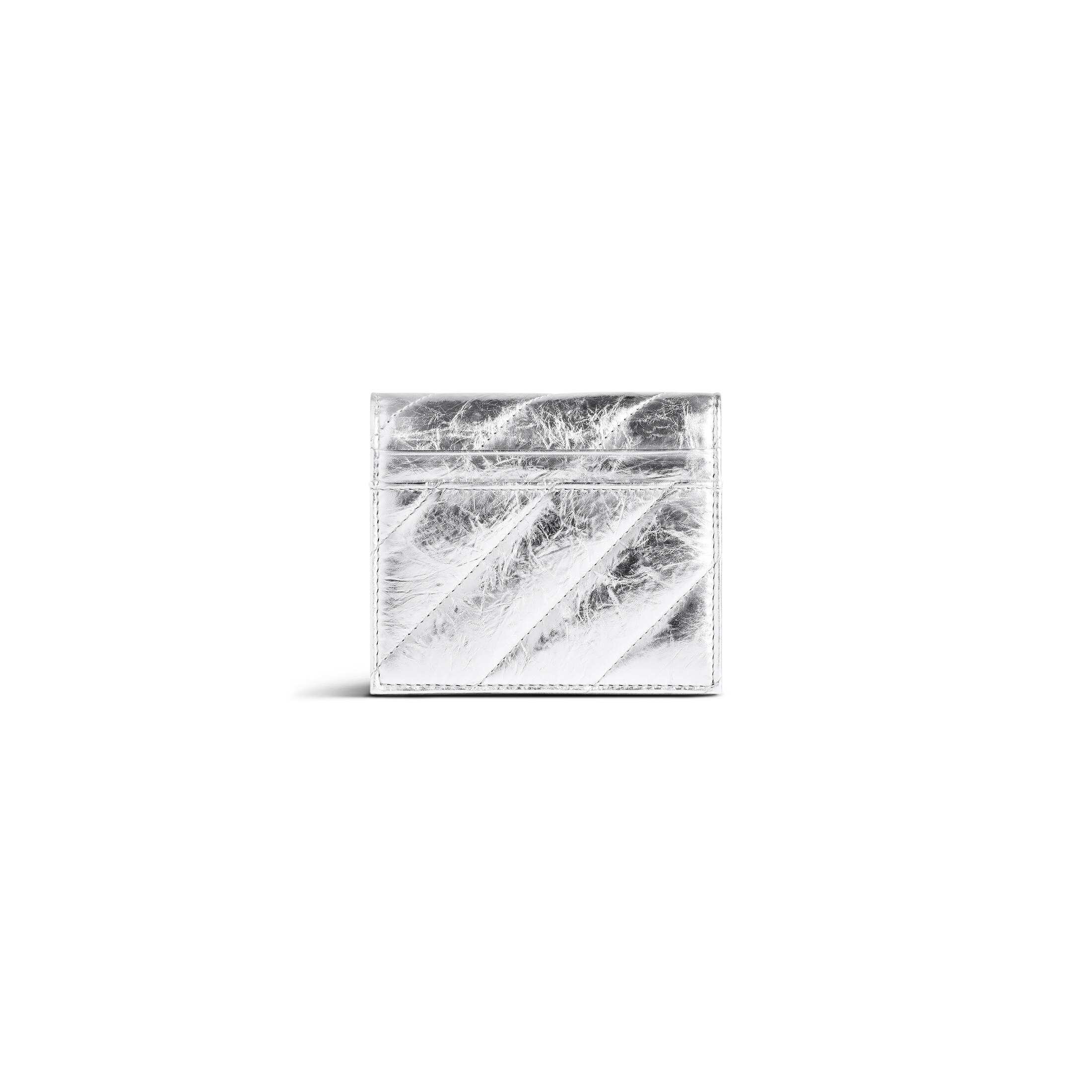 crush flap coin and card holder metallized quilted