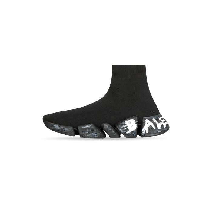 Men's Speed 2.0 Graffiti Recycled Knit Sneaker in Black | Balenciaga US