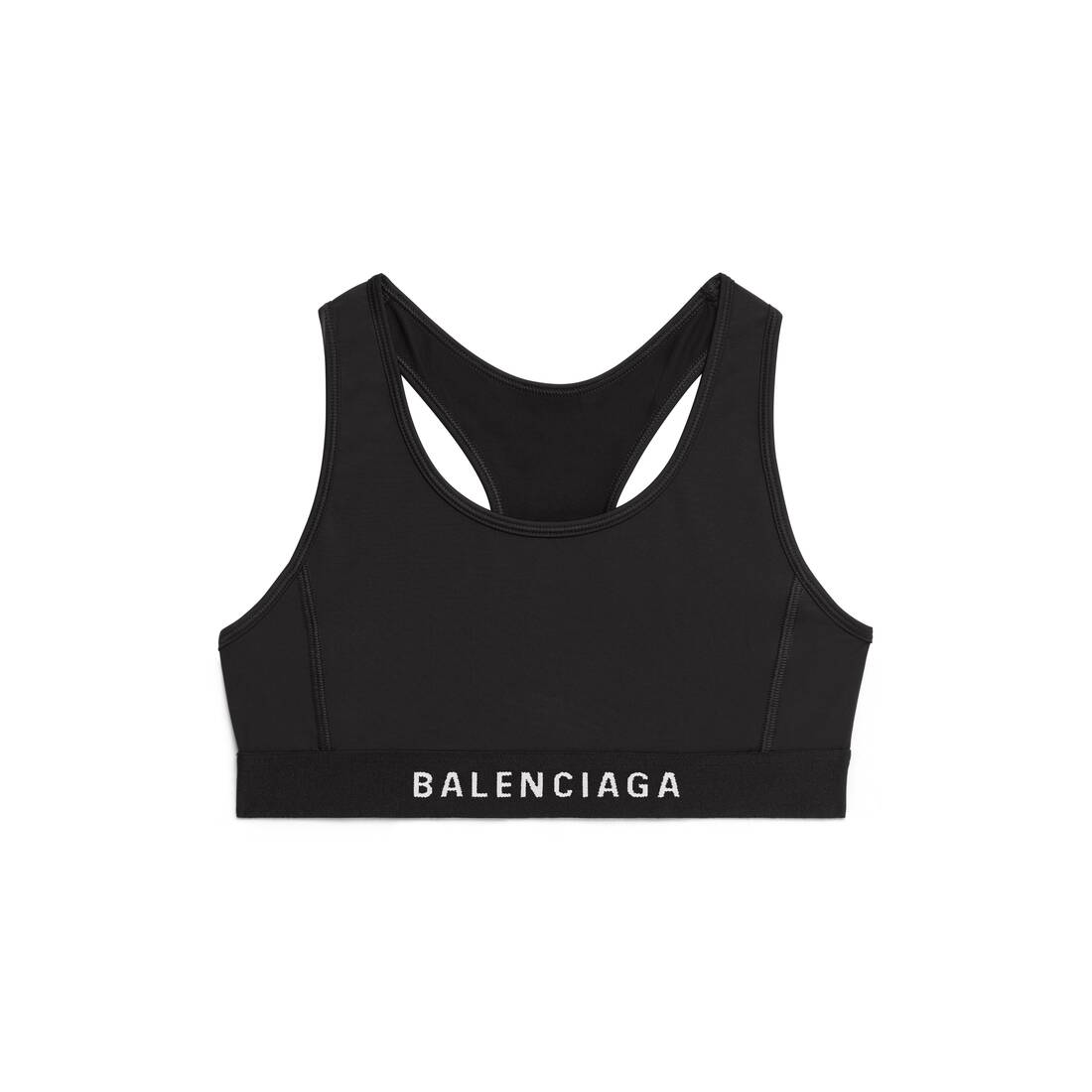 Black Logo-embroidered cotton-blend sports bra, Balenciaga