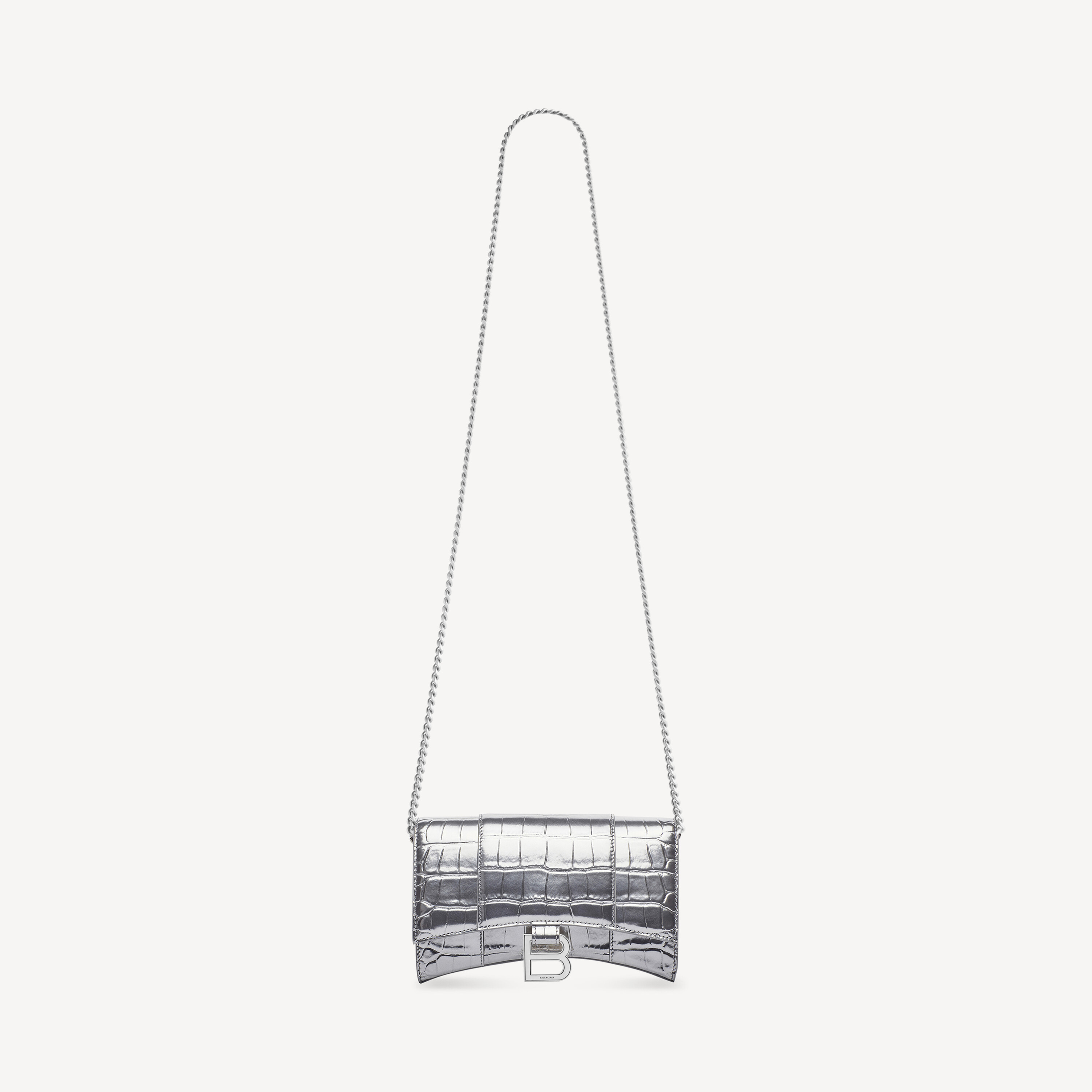 Women's Hourglass Wallet On Chain in Silver