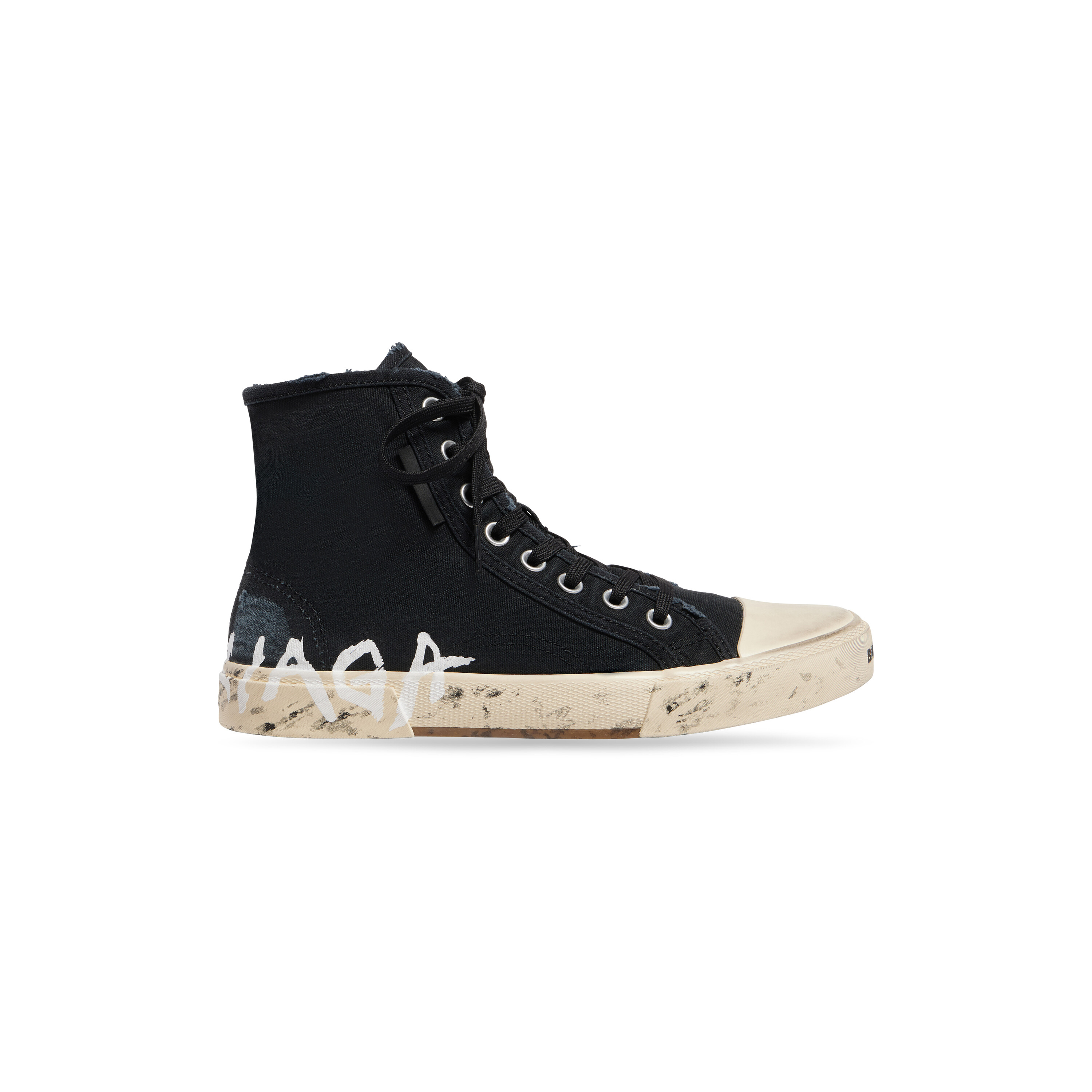 Men's Paris High Top Graffiti Sneaker in Black | Balenciaga US