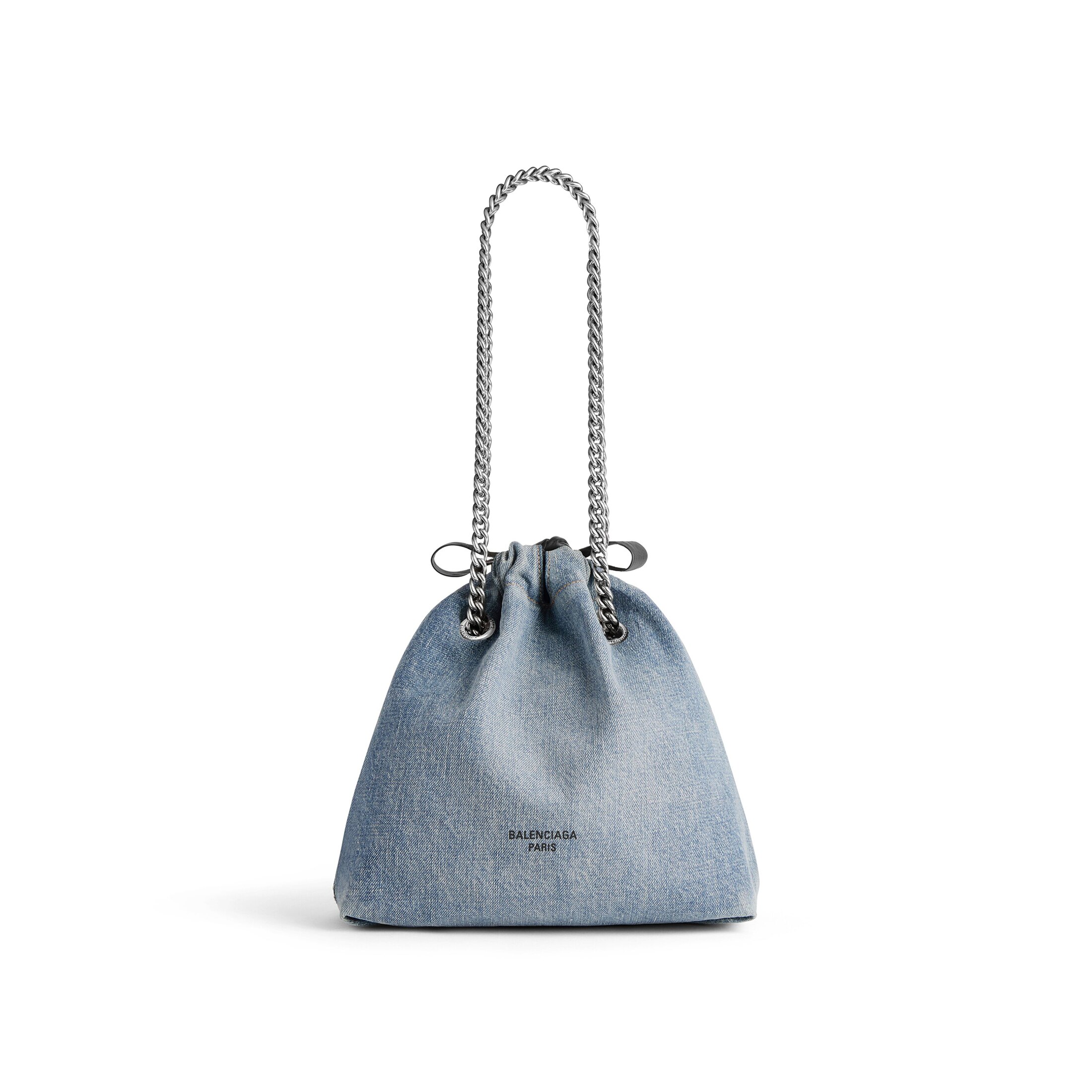 Balenciaga Crush Small Tote Bag Denim - Blue - Woman - Cotton, Lambskin