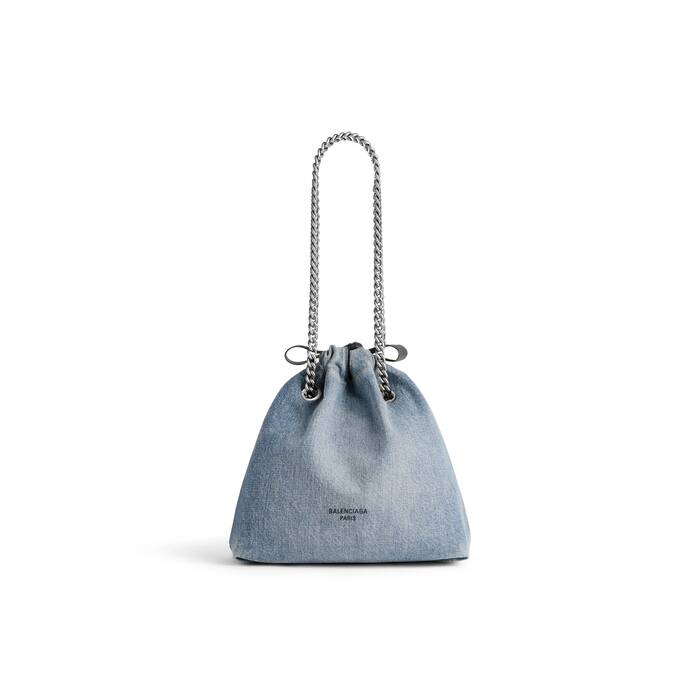 Women's Crush Small Tote Bag Denim in Blue | Balenciaga US