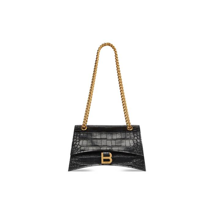 Women's Crush Small Chain Bag Crocodile Embossed in Black | Balenciaga US