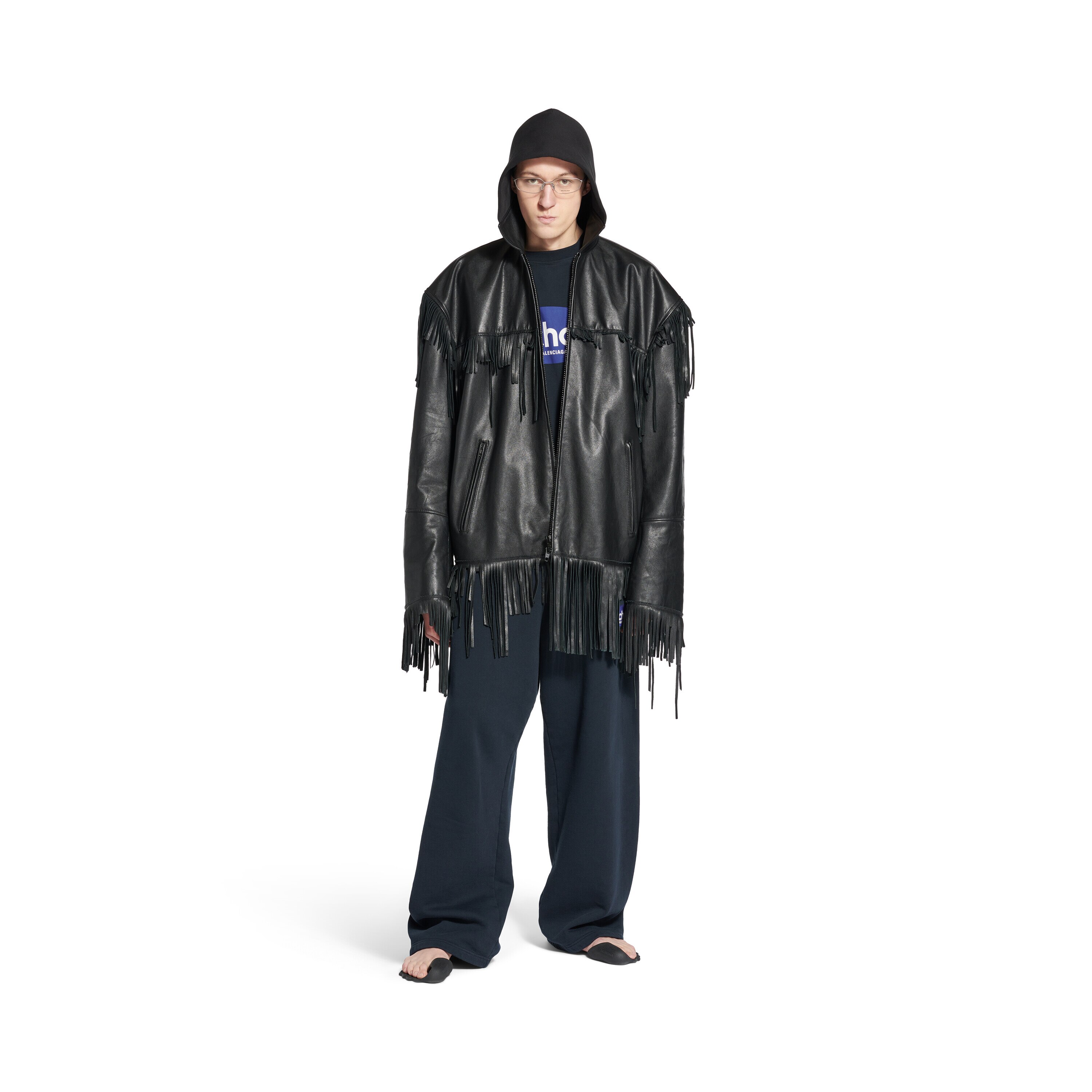 BALENCIAGA オーバーサイズ レザー Jacket フードジャケット