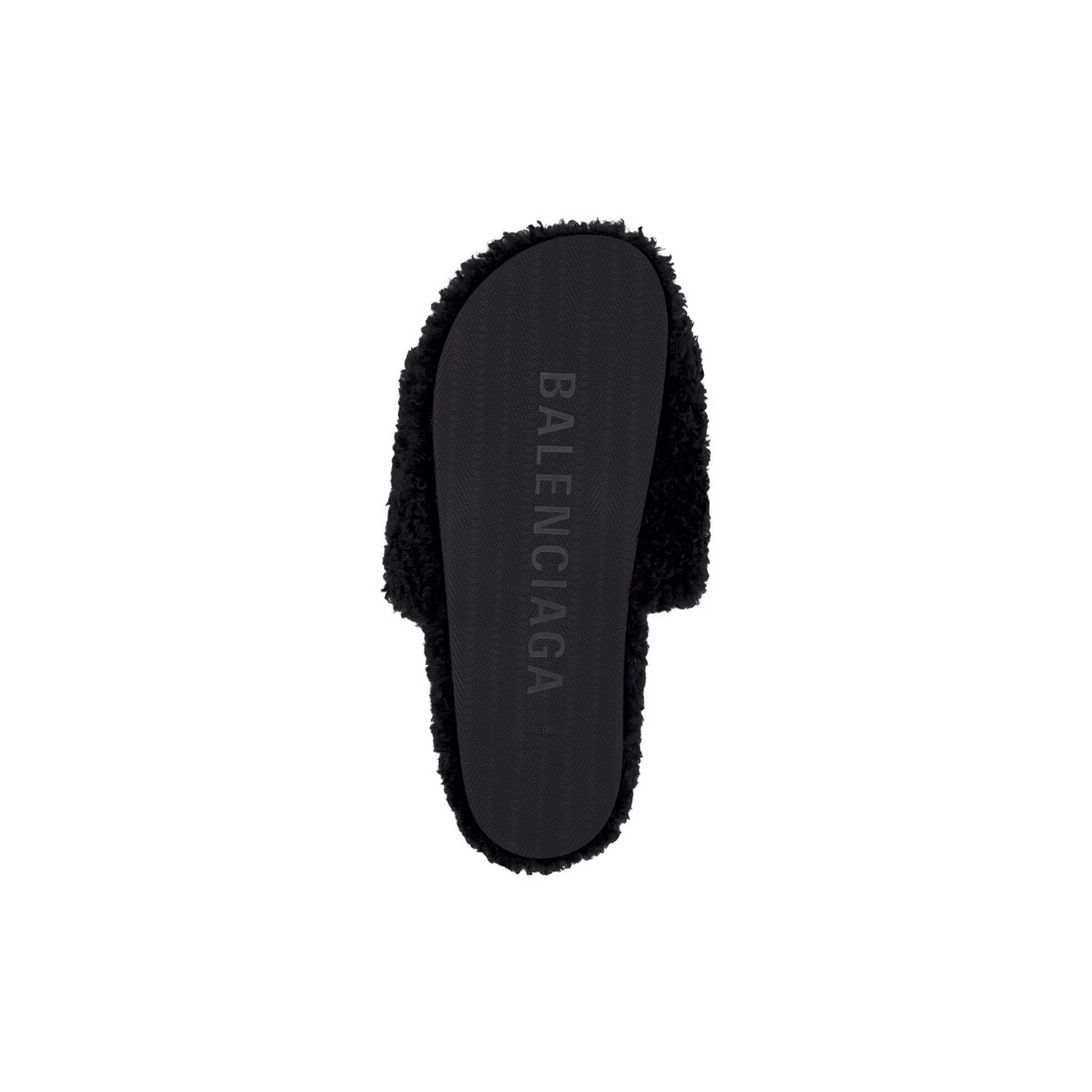 Balenciaga Women's Furry Slide Sandal Allover Logo - Black - Flat Sandals