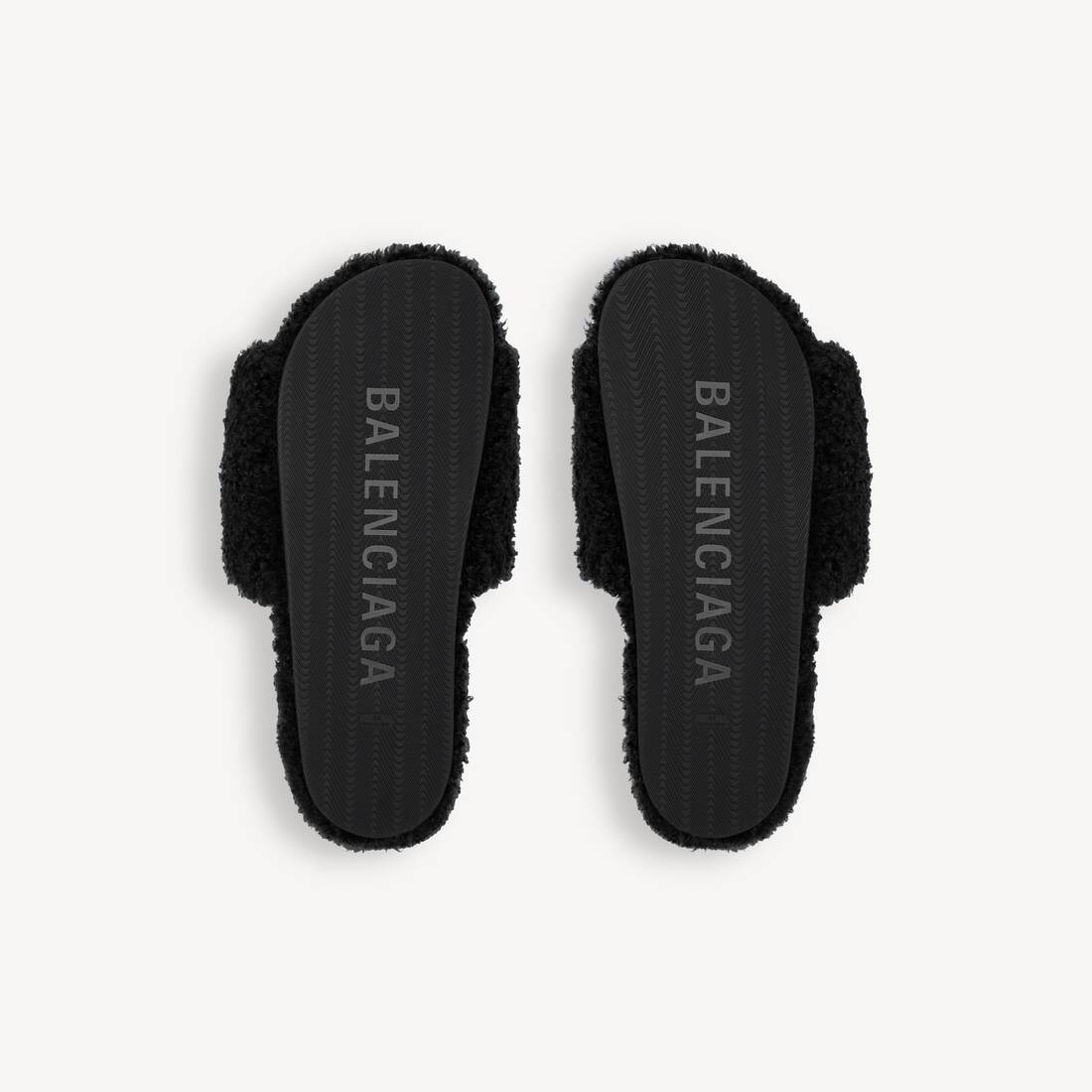 Sandale Furry pour Femme en Noir Balenciaga FR - Main Image