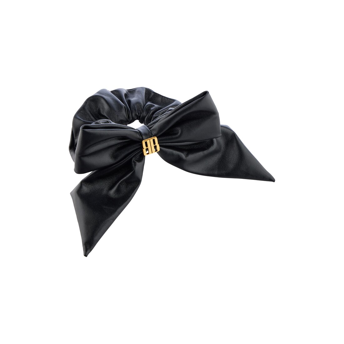 ヘアアクセサリー Balenciaga Black Calf Leather Clemence Xl Scrunchie Women's Clemence Xl Scrunchie in Black/gold | Balenciaga CA