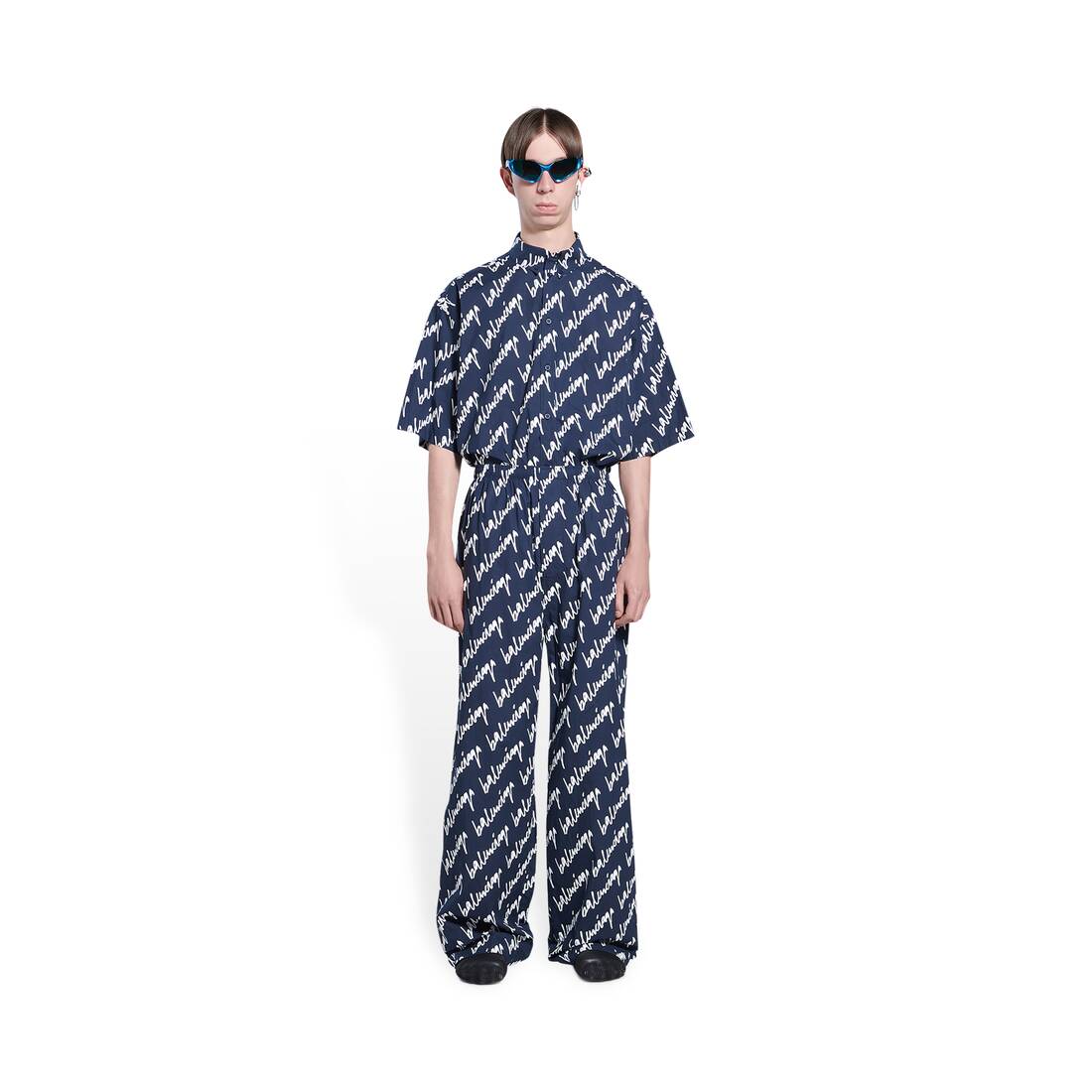 Men's New Scribble Pyjama Pants in Indigo