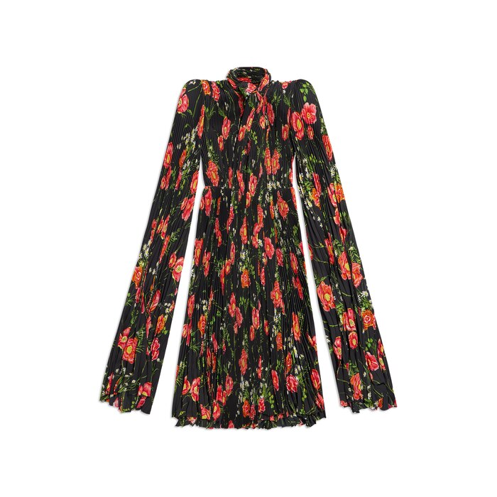 poppy scarf pleated dress