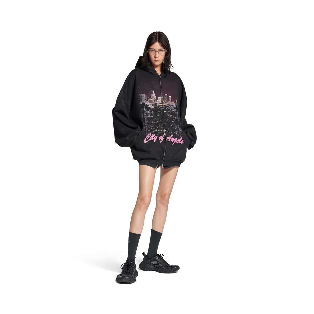 BALENCIAGA シティ・オブ・エンジェルス ジップアップ パーカー ホワイト の ウィメンズ City Of Angels アウターウェア ジップ