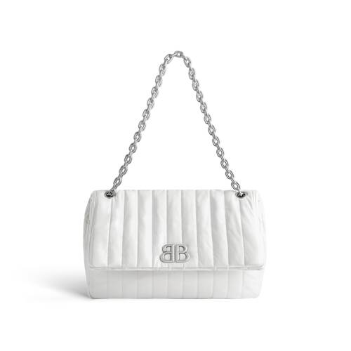 Balenciaga Women's Monaco Medium Chain Bag Quilted - White - Shoulder Bags