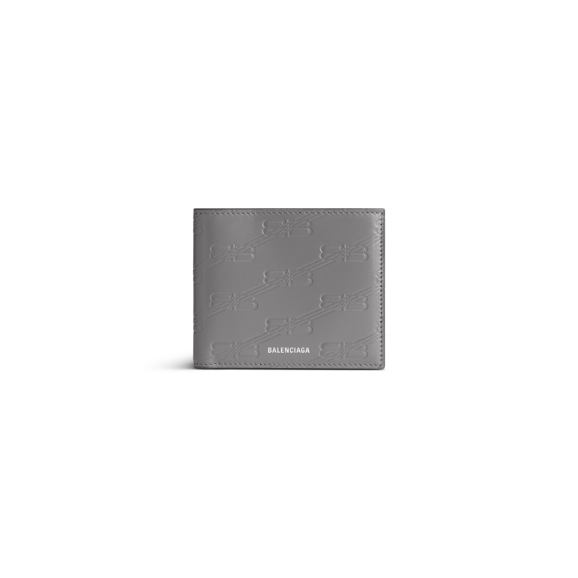 Balenciaga Embossed Monogram Square Folded Wallet Box - Grey & Silver - Man - Calfskin