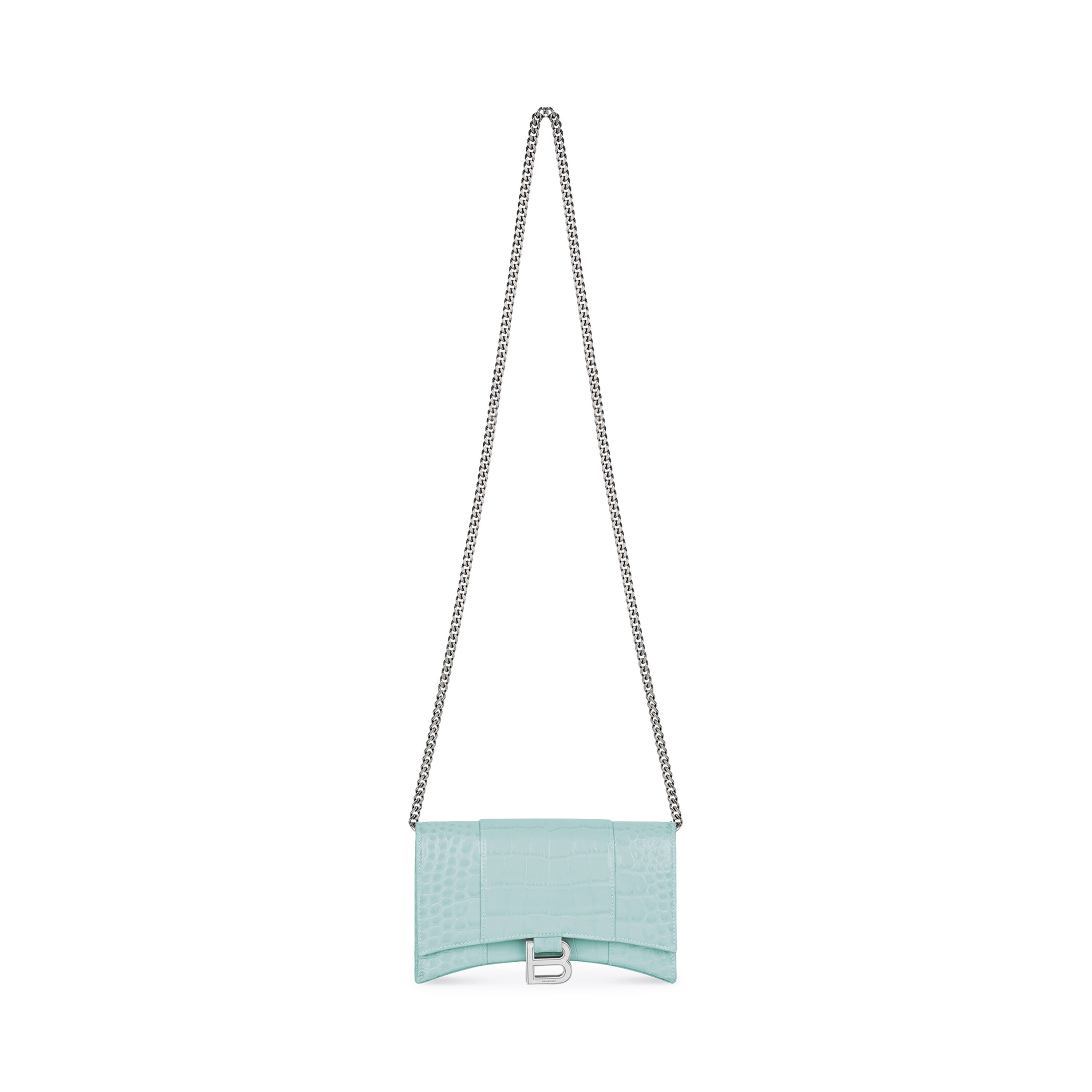Hourglass wallet on chain crocodile embossed