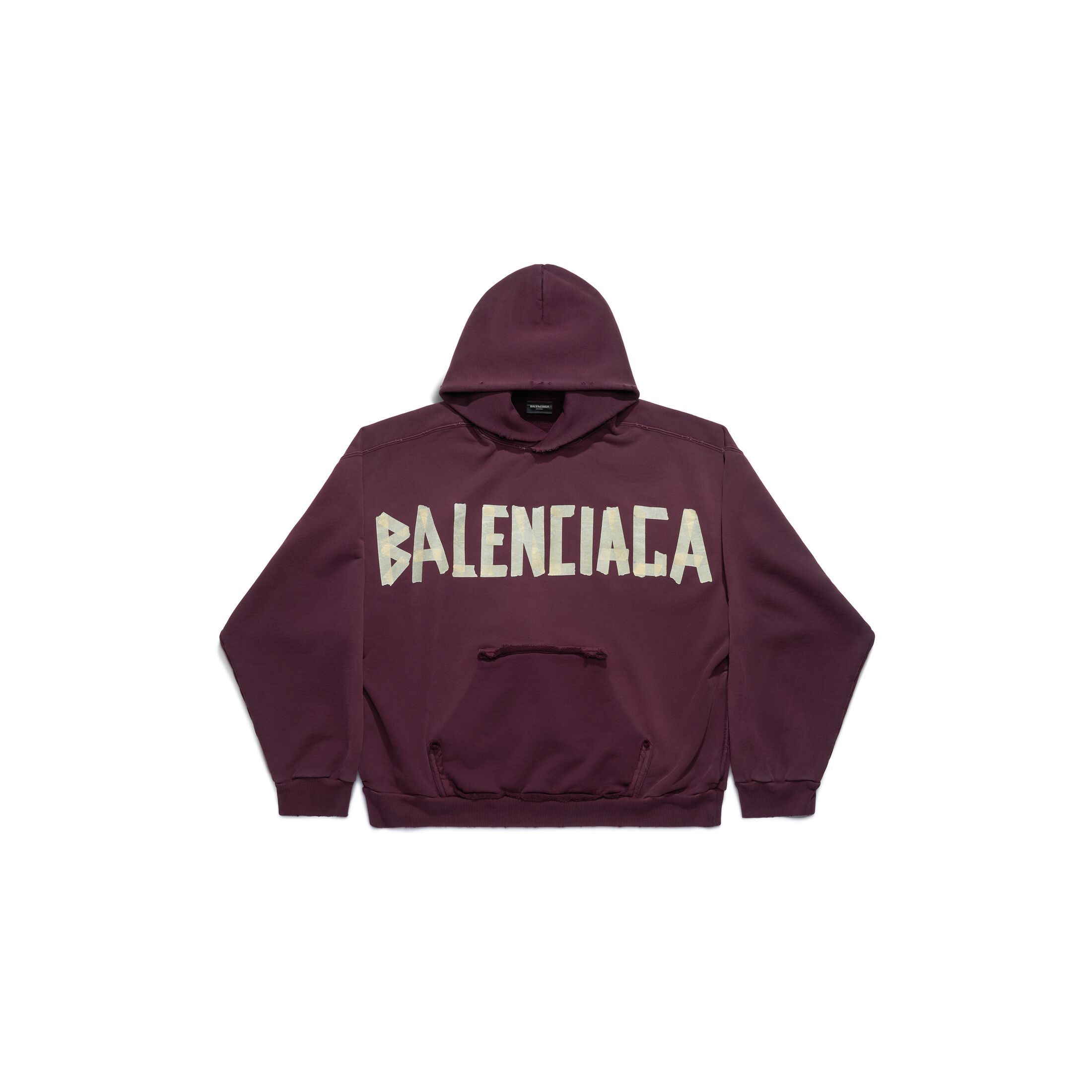 Balenciaga Tape Type Ripped Pocket Hoodie Large Fit - Red - Unisex - - Cotton