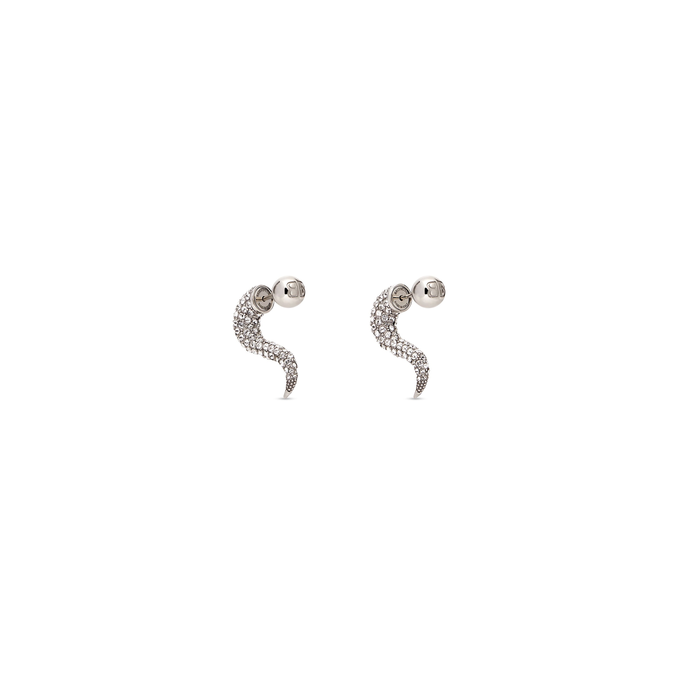 Balenciaga Force Horn Earrings - Silver - Unisex - Sterling Silver, Glass