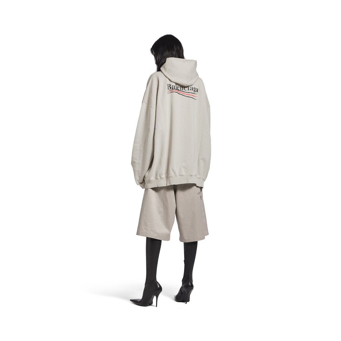 Political Campaign Hoodie Large Fit in Off White | Balenciaga NL