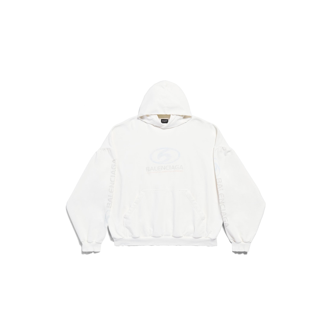 Surfer Round Hoodie Oversized in White light Blue Balenciaga US