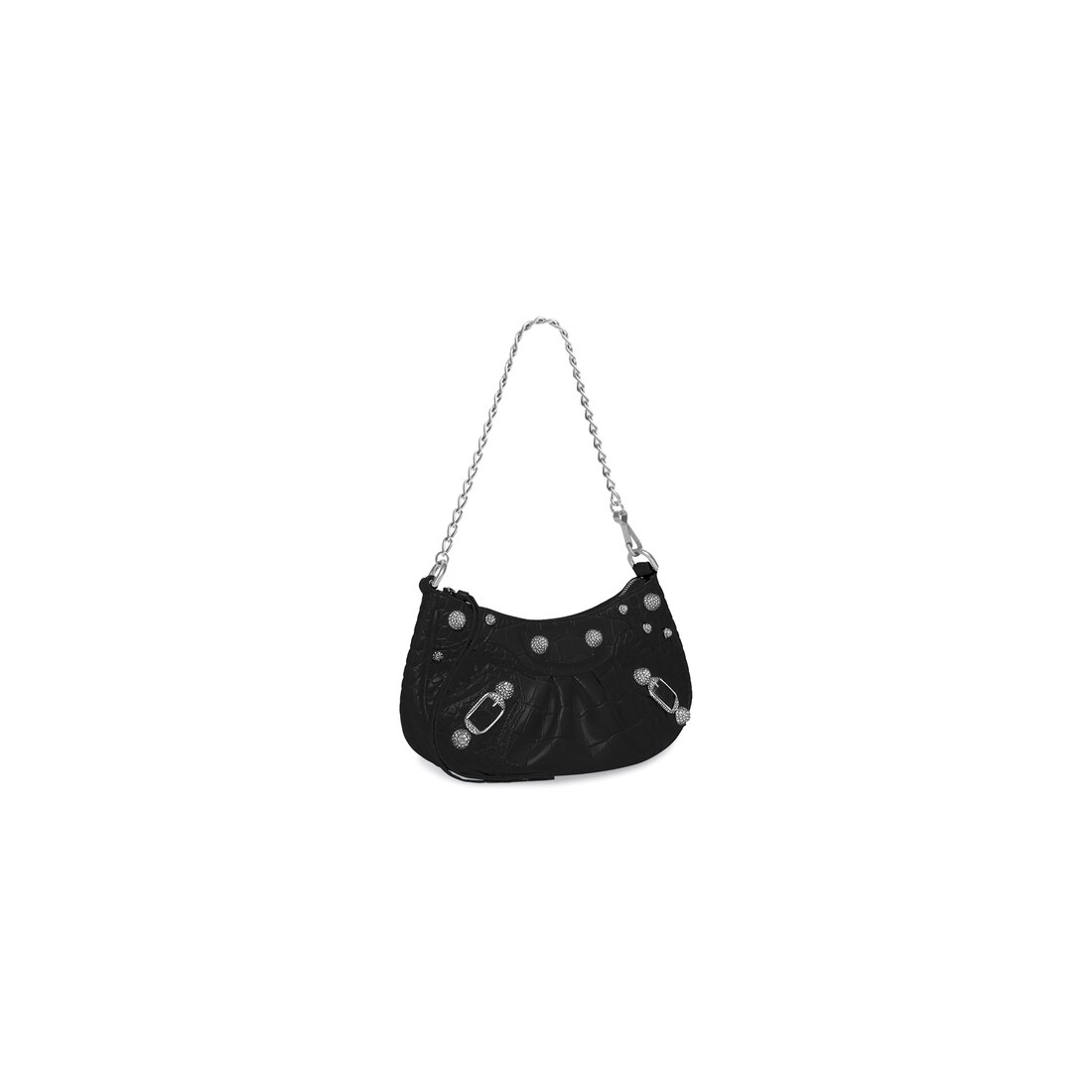 Women's Le Cagole Mini Bag With Chain Crocodile Embossed in White