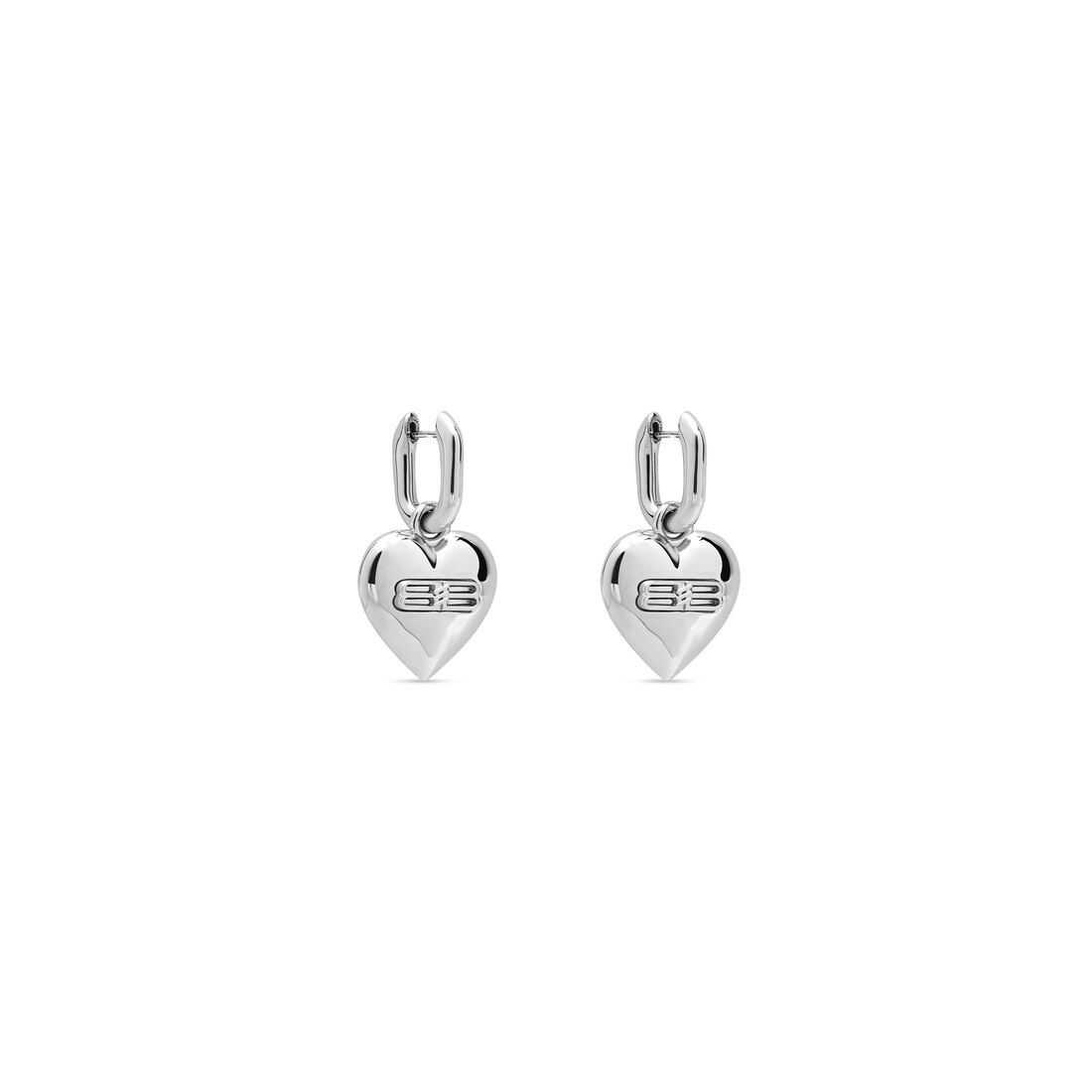 Women's Bb Icon Heart Earrings in Silver