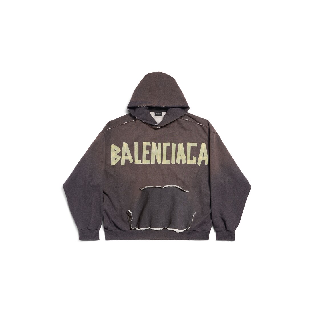 Men's Hoodie Ripped Pocket Tape Type Oversize, BALENCIAGA