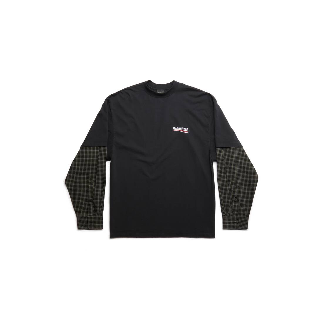 Men's Political Campaign Layered T-shirt Oversized in Black Faded