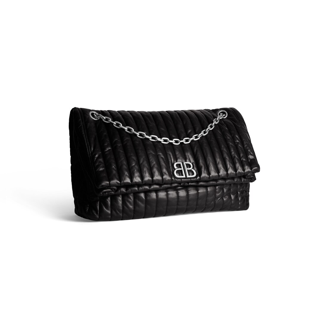 Balenciaga Bb Chain Wallet Leather Bag in Black