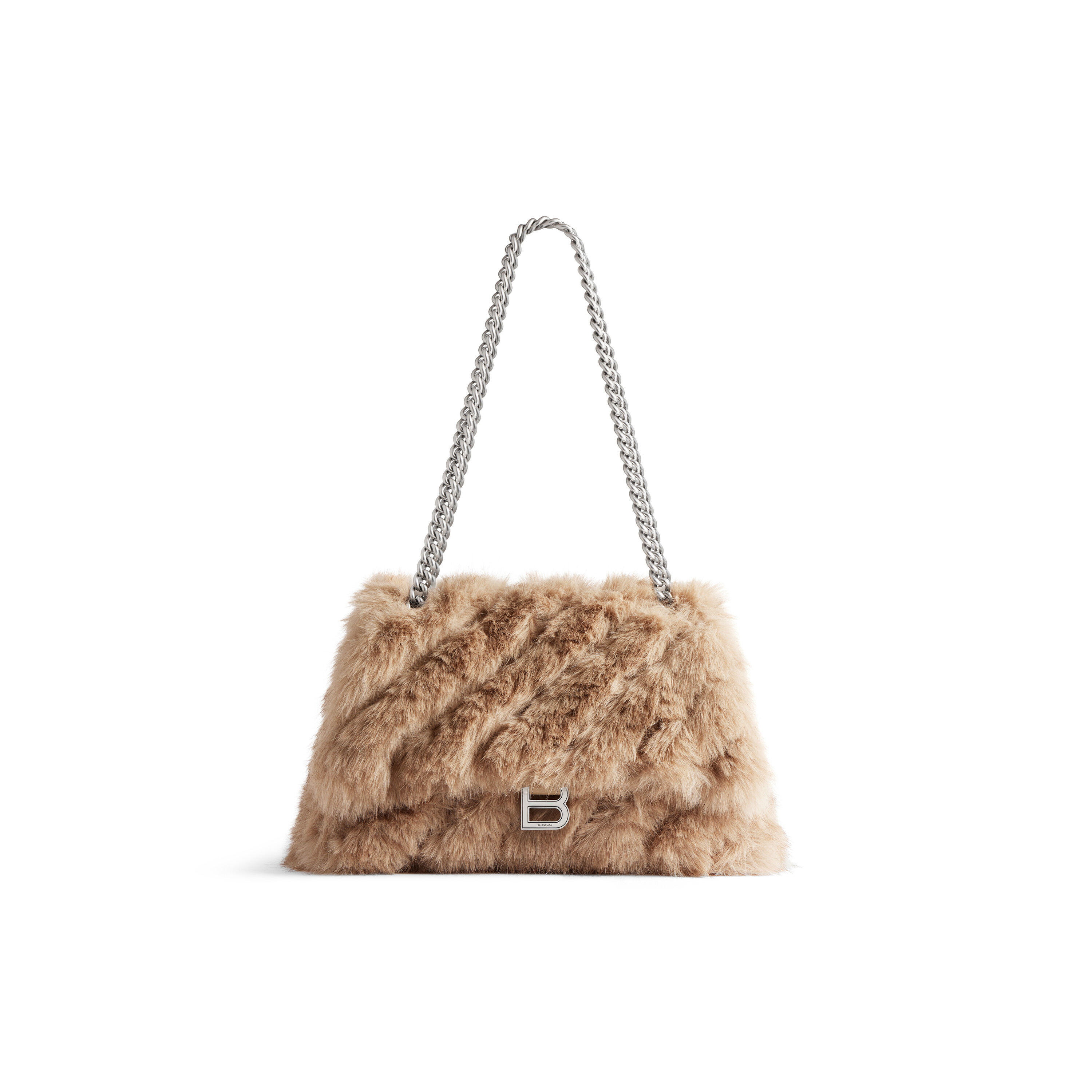 Balenciaga Downtown XS Shoulder Bag with Chain and Fake Fur - ShopStyle