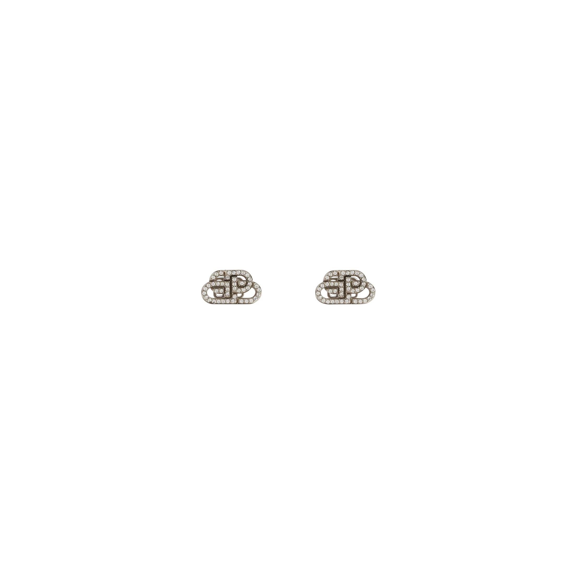 Balenciaga BB XS Stud Earrings - Silver - Women's - Brass, Crystal