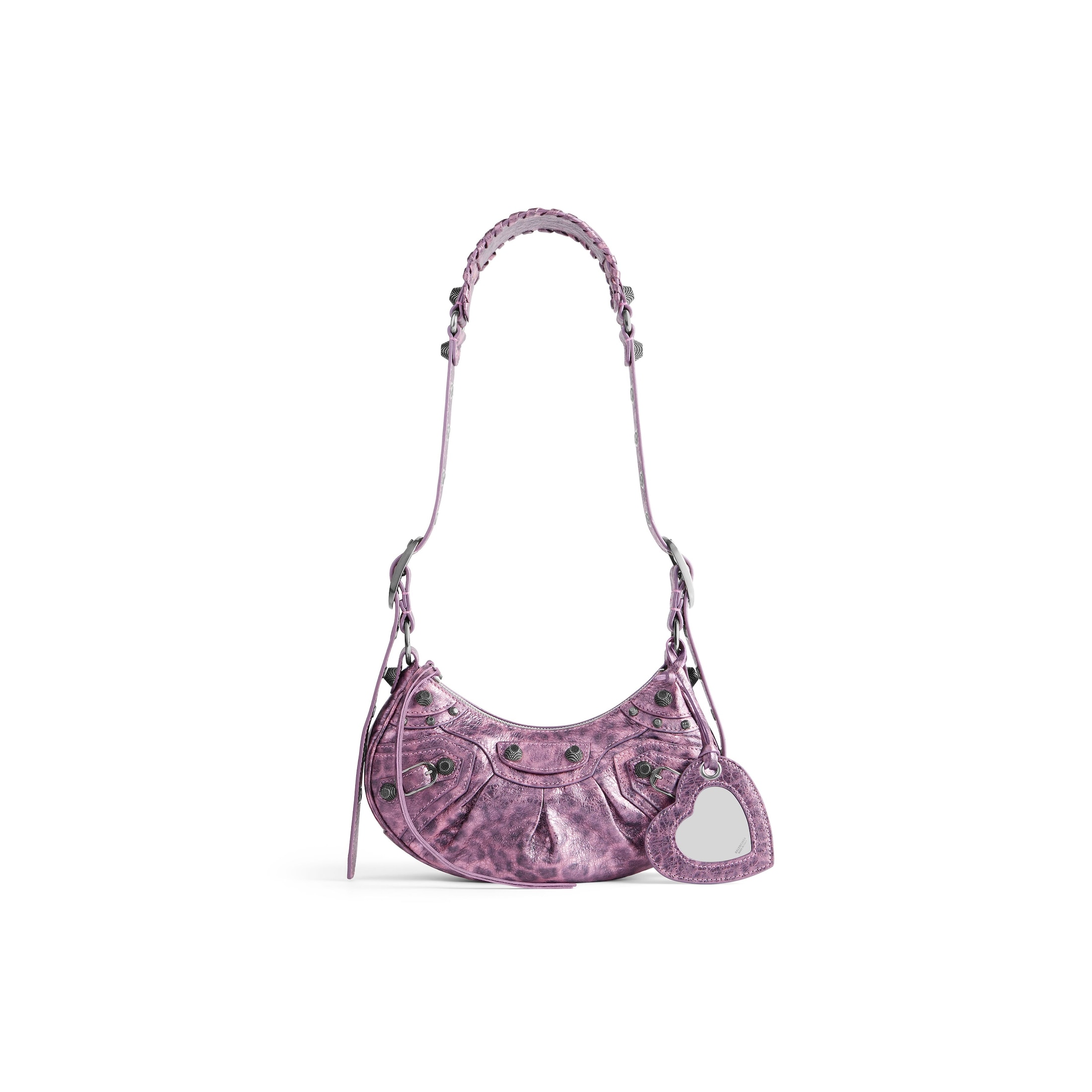 Balenciaga Le Cagole XS Shoulder Bag Metallized With Leopard Print - Pink - Woman - Lambskin