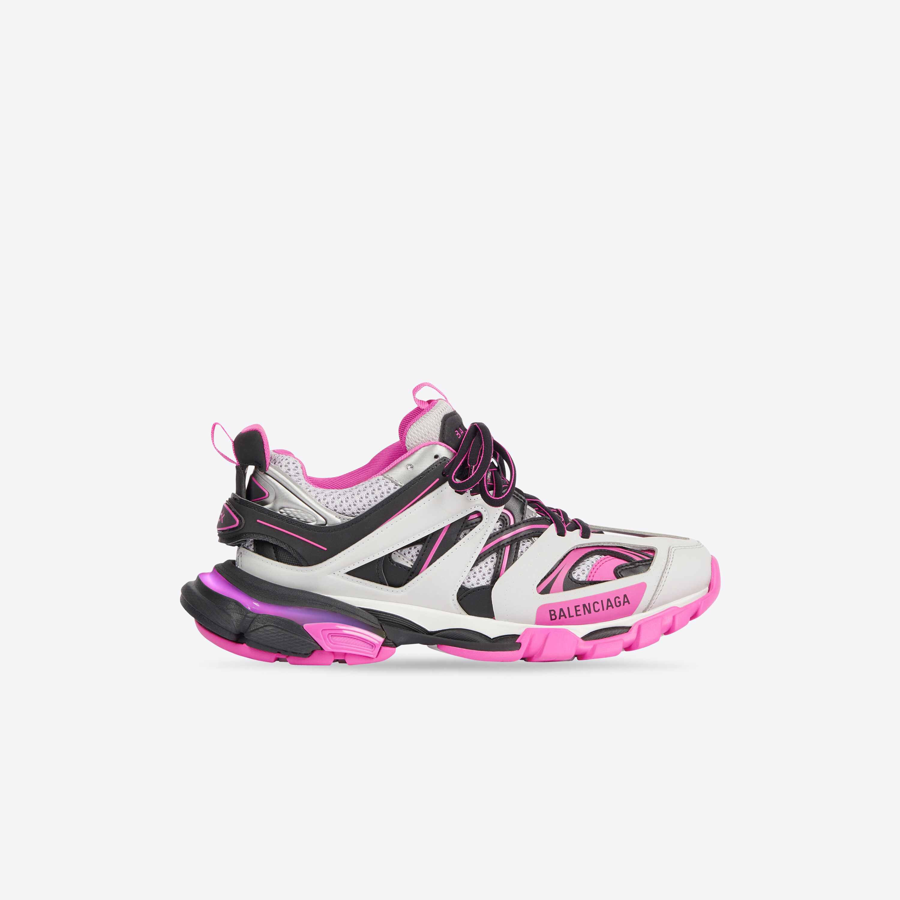 Håndskrift Stearinlys Tilgivende Women's Track Led Sneaker in Grey/pink/black | Balenciaga US