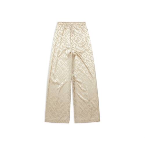 Women's Large Allover Logo Pyjama Pants in Light Beige | Balenciaga US