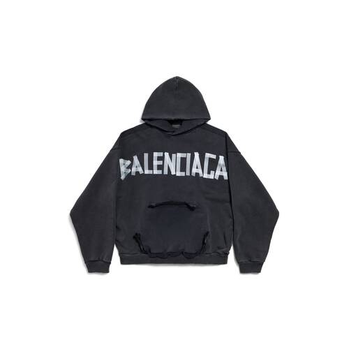 tape type ripped pocket hoodie